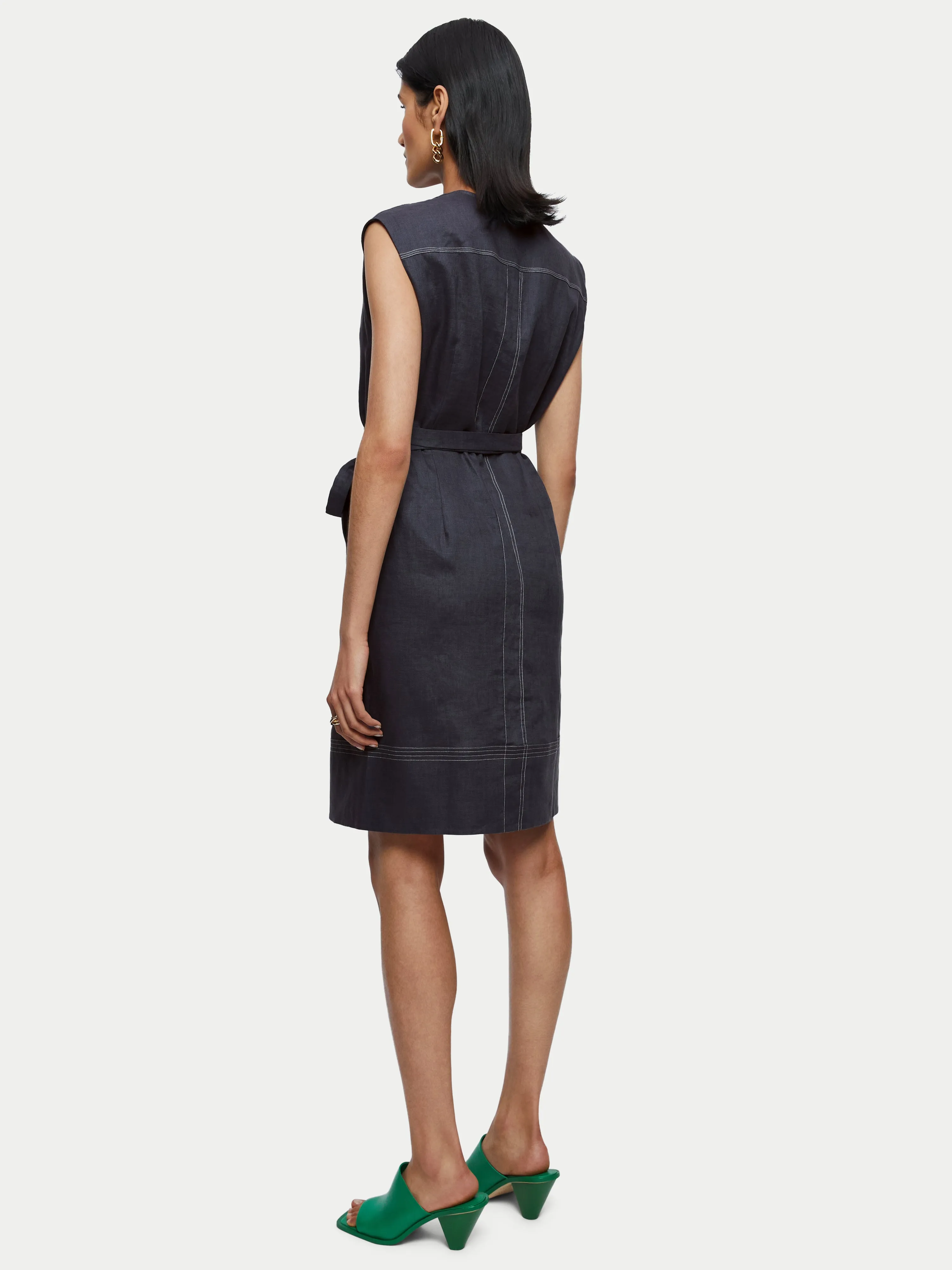 Linen Short Wrap Dress | Blue sold by Jigsaw product image thumbnail 3