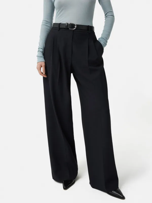 Nik Crosshatch Trouser | Navy sold by Jigsaw
