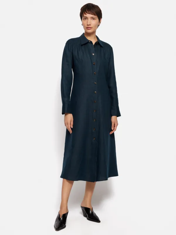 Linen Shirt Dress | Navy sold by Jigsaw