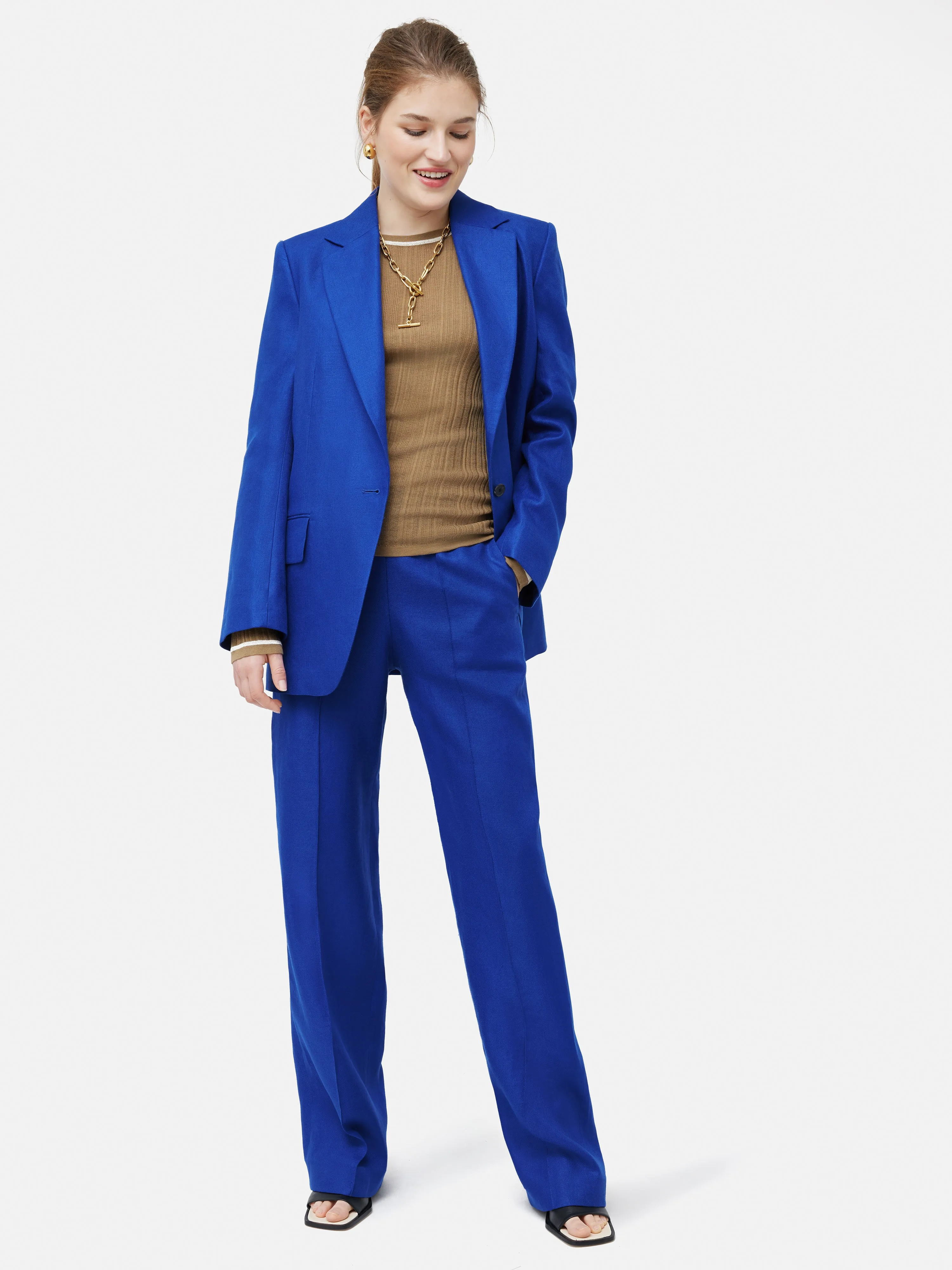 Irish Linen Palazzo Trouser | Blue sold by Jigsaw