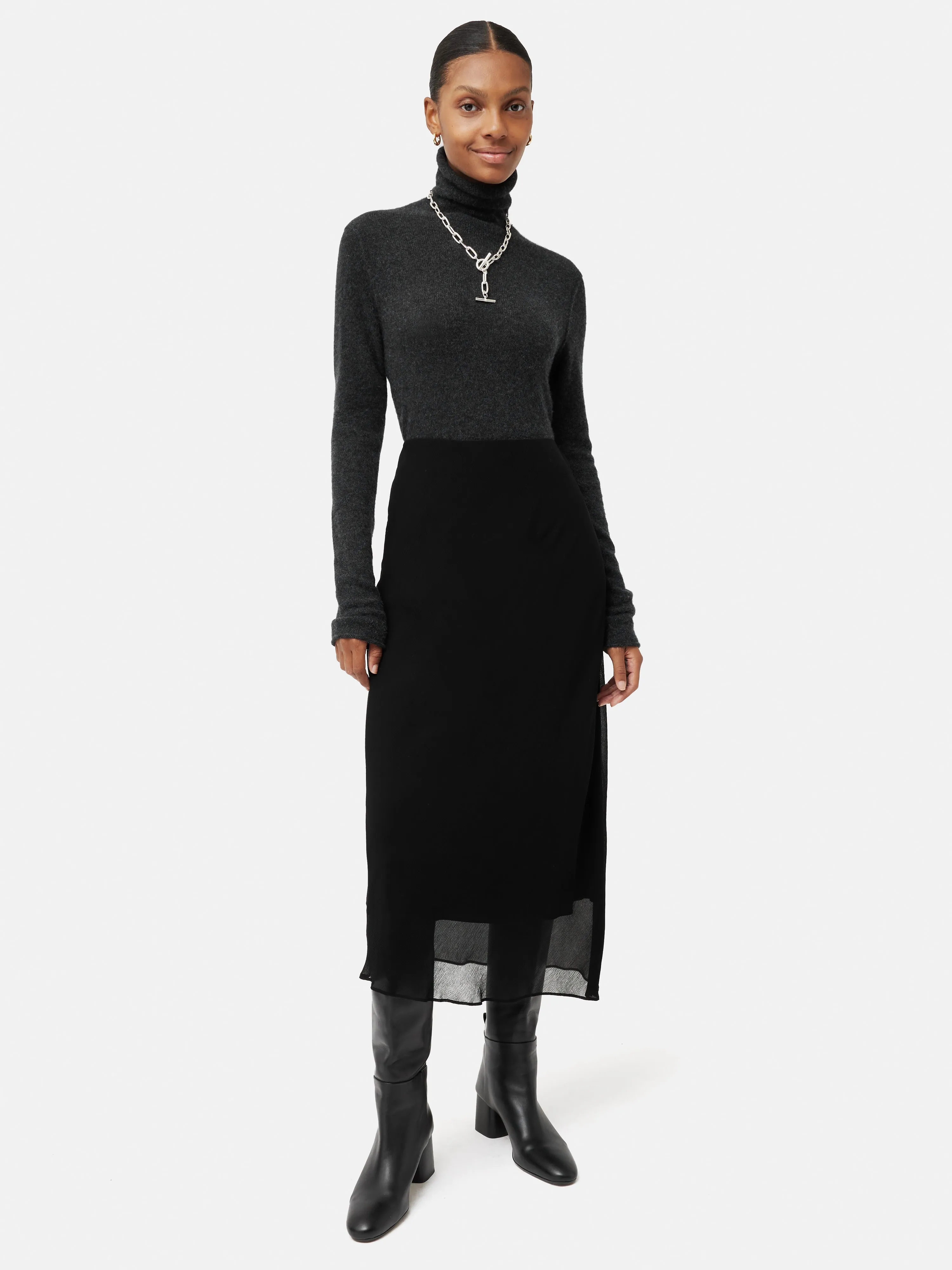 Crinkle Bias Maxi Skirt | Black sold by Jigsaw product image thumbnail 3