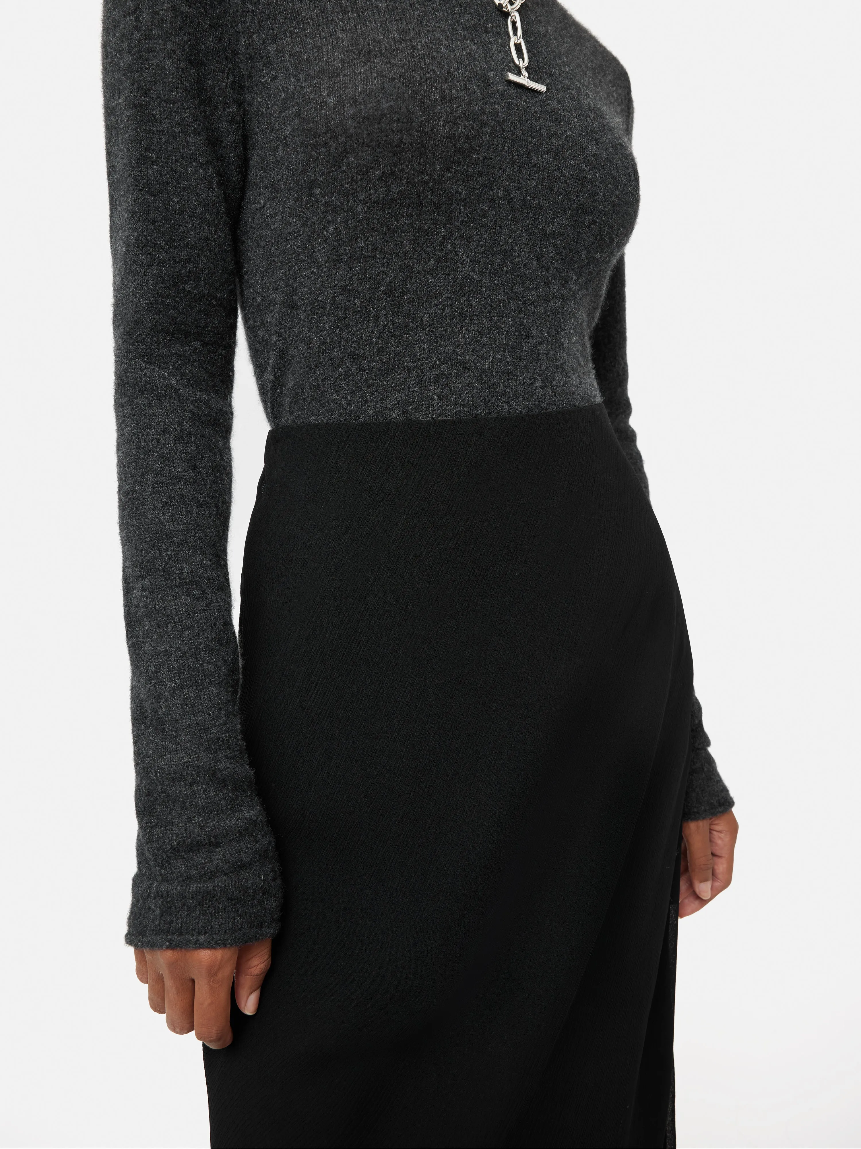 Crinkle Bias Maxi Skirt | Black sold by Jigsaw product image thumbnail 2