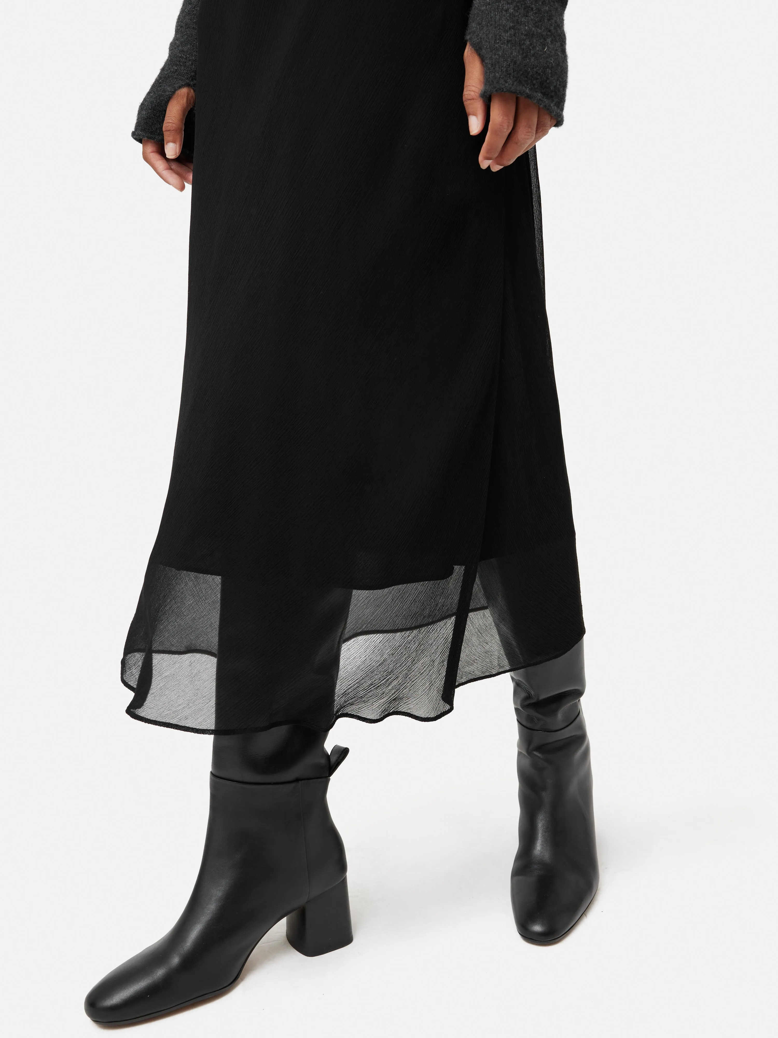 Crinkle Bias Maxi Skirt | Black sold by Jigsaw product image thumbnail 4