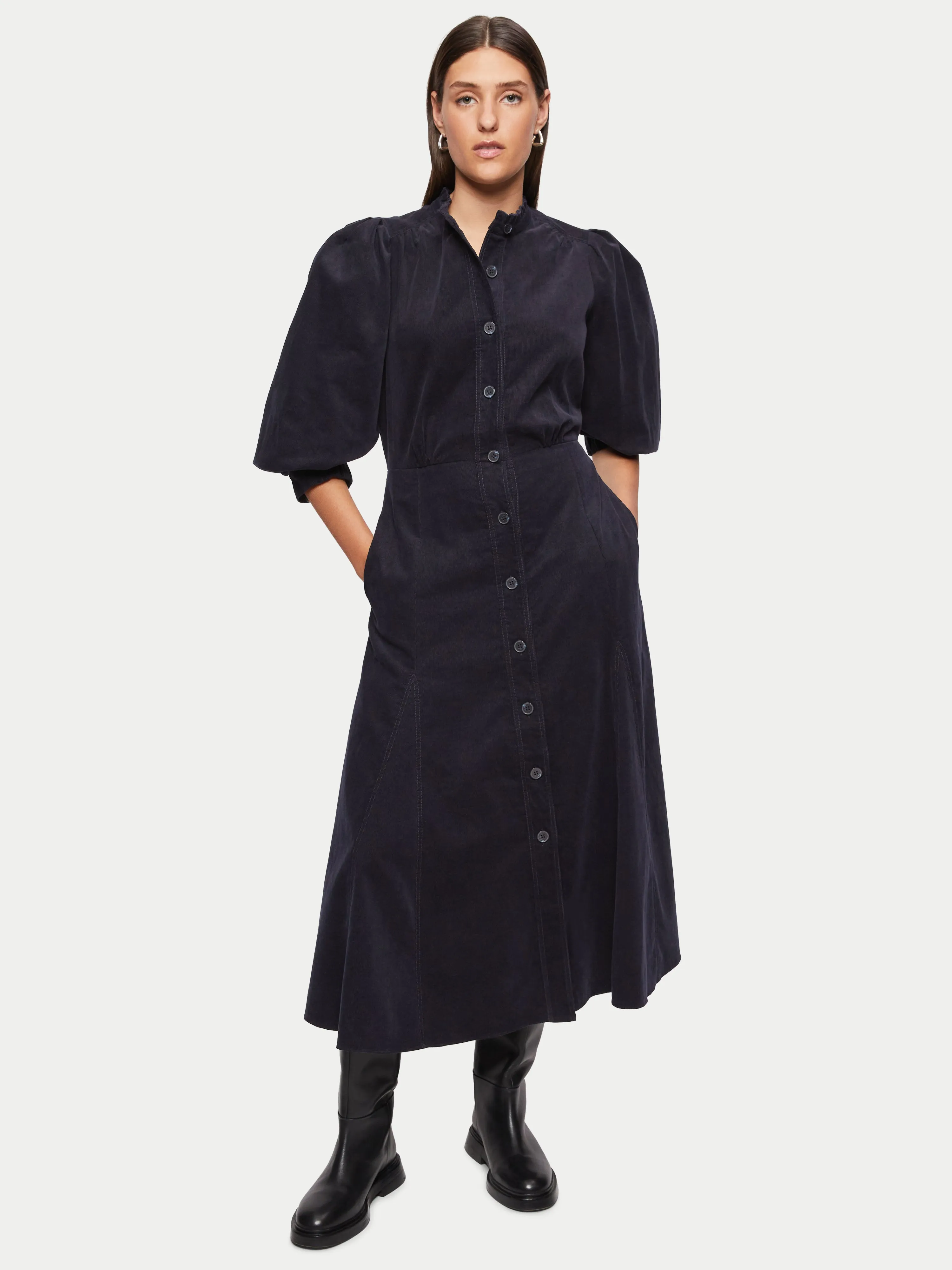 Cord Shirt Dress | Navy sold by Jigsaw