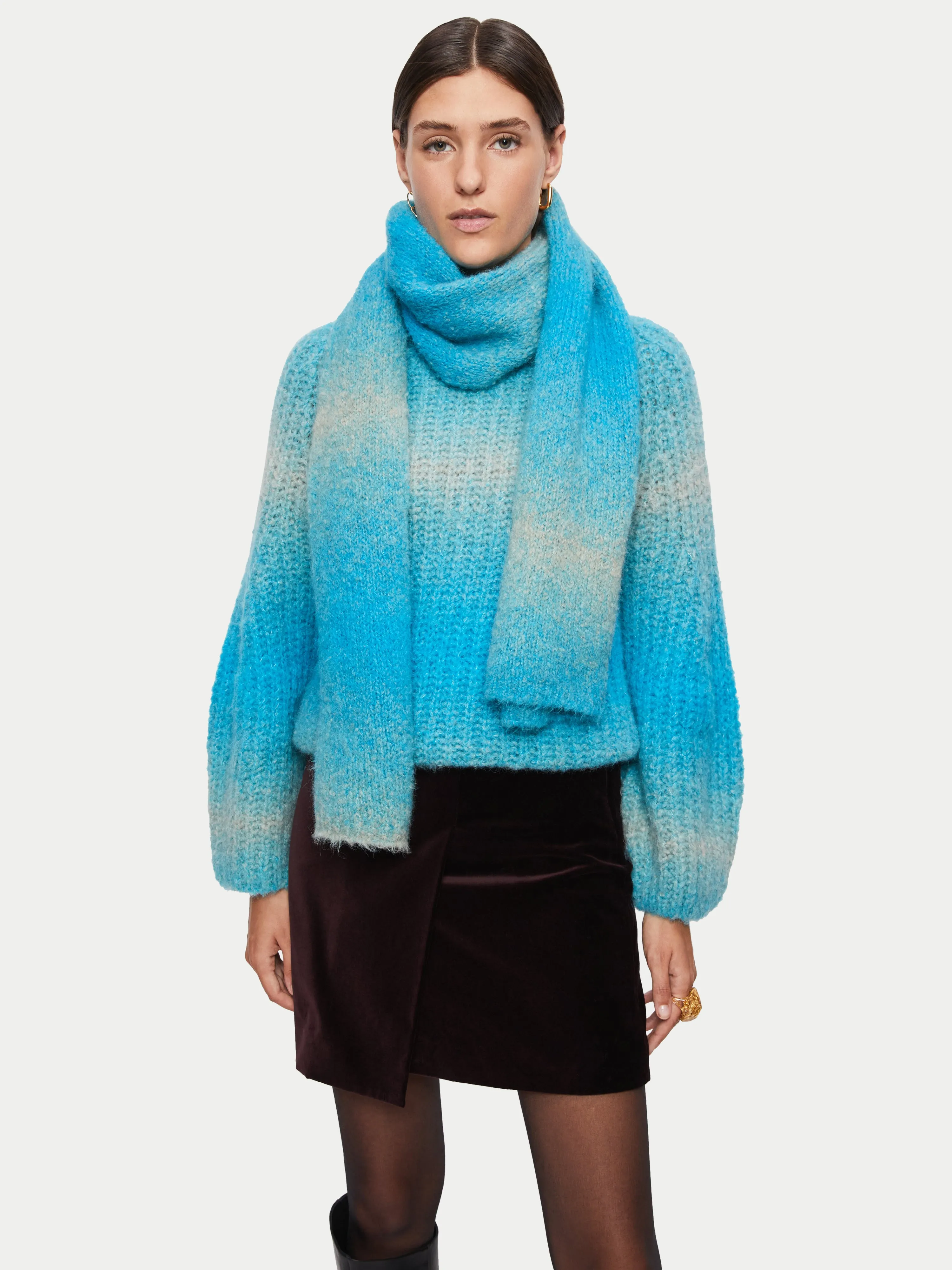 Alpaca Blend Space Dye Scarf | Blue sold by Jigsaw product image thumbnail 5