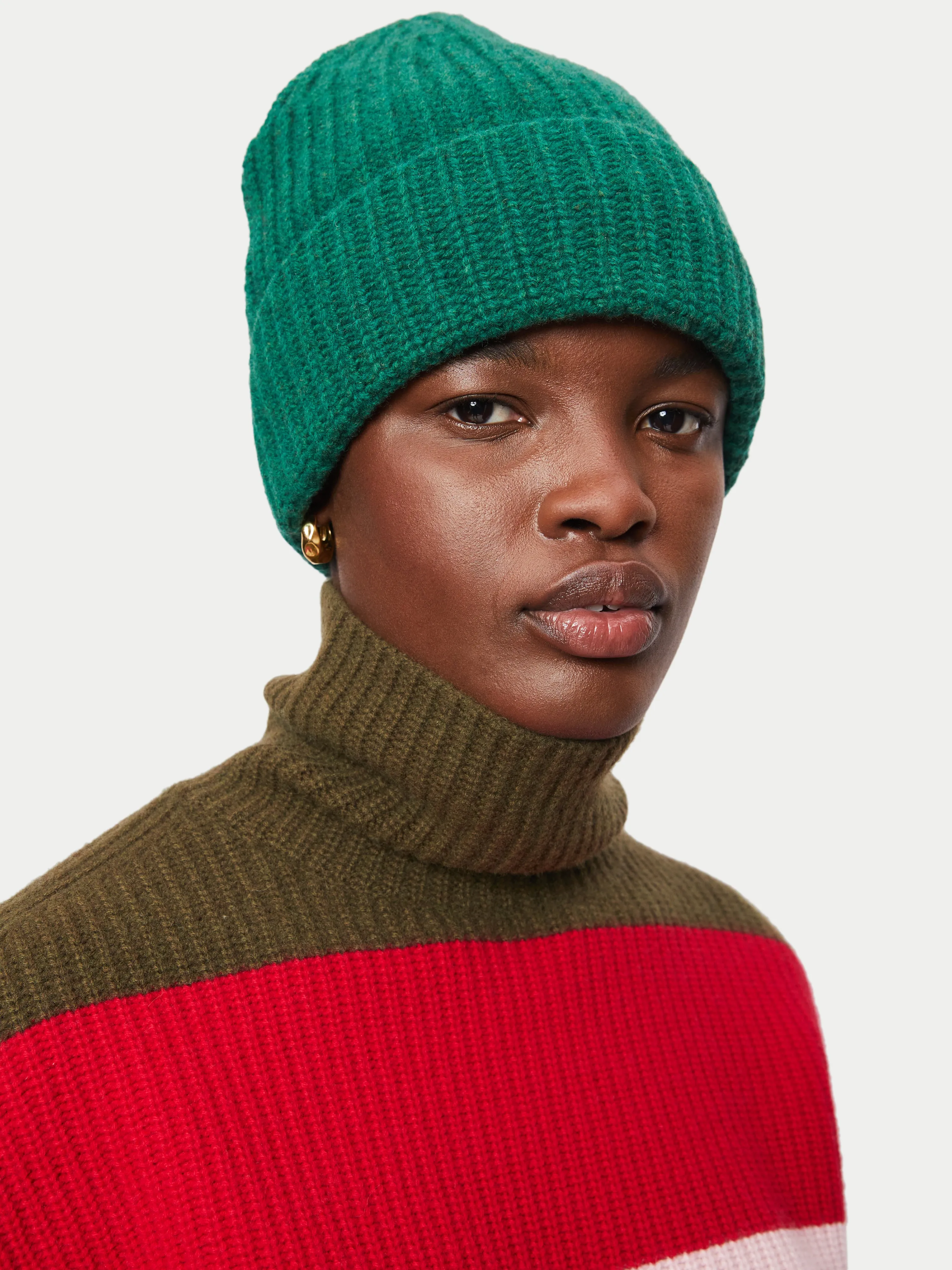 Wool Rib Beanie | Green sold by Jigsaw product image thumbnail 4