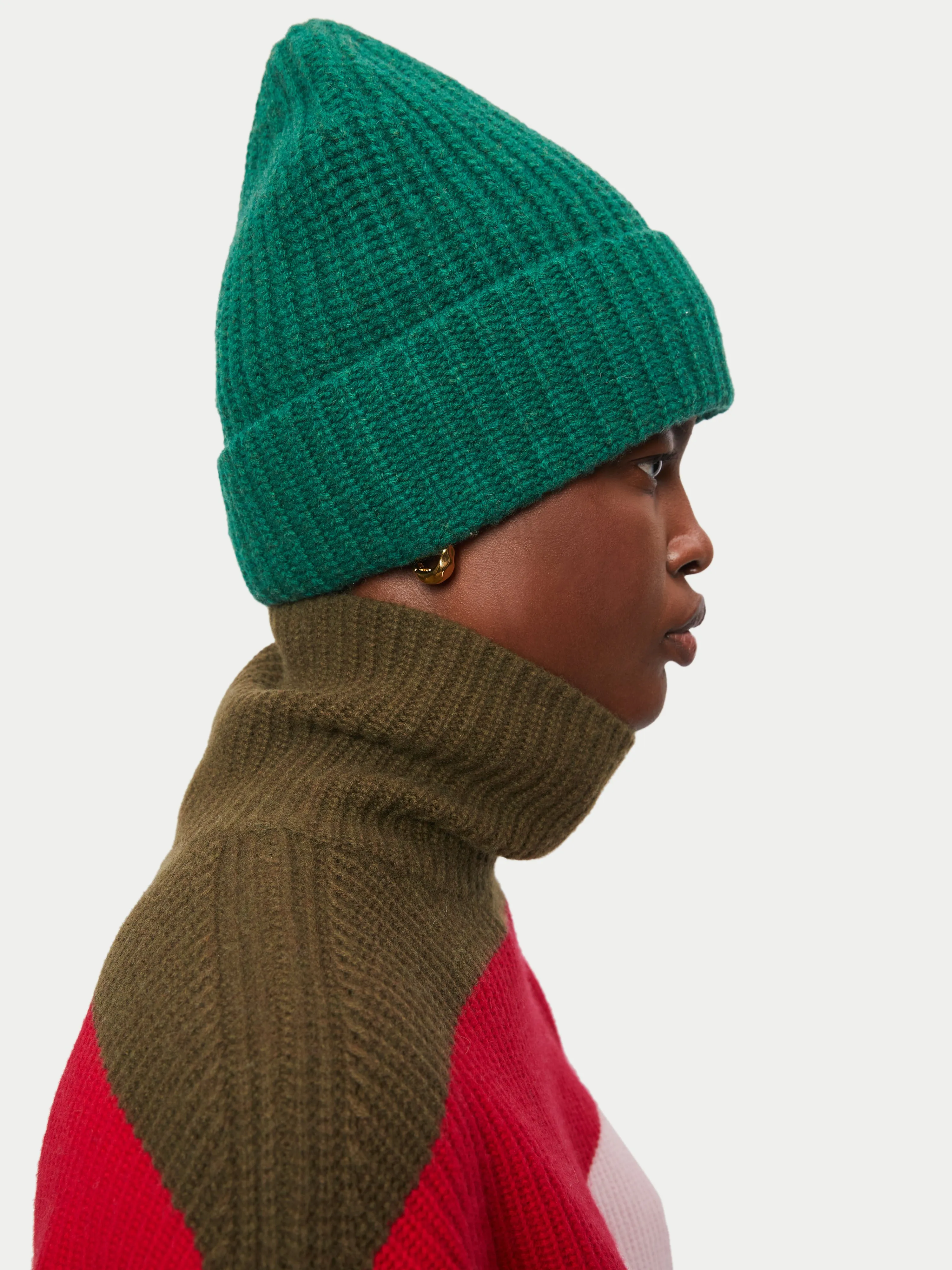Wool Rib Beanie | Green sold by Jigsaw product image thumbnail 3