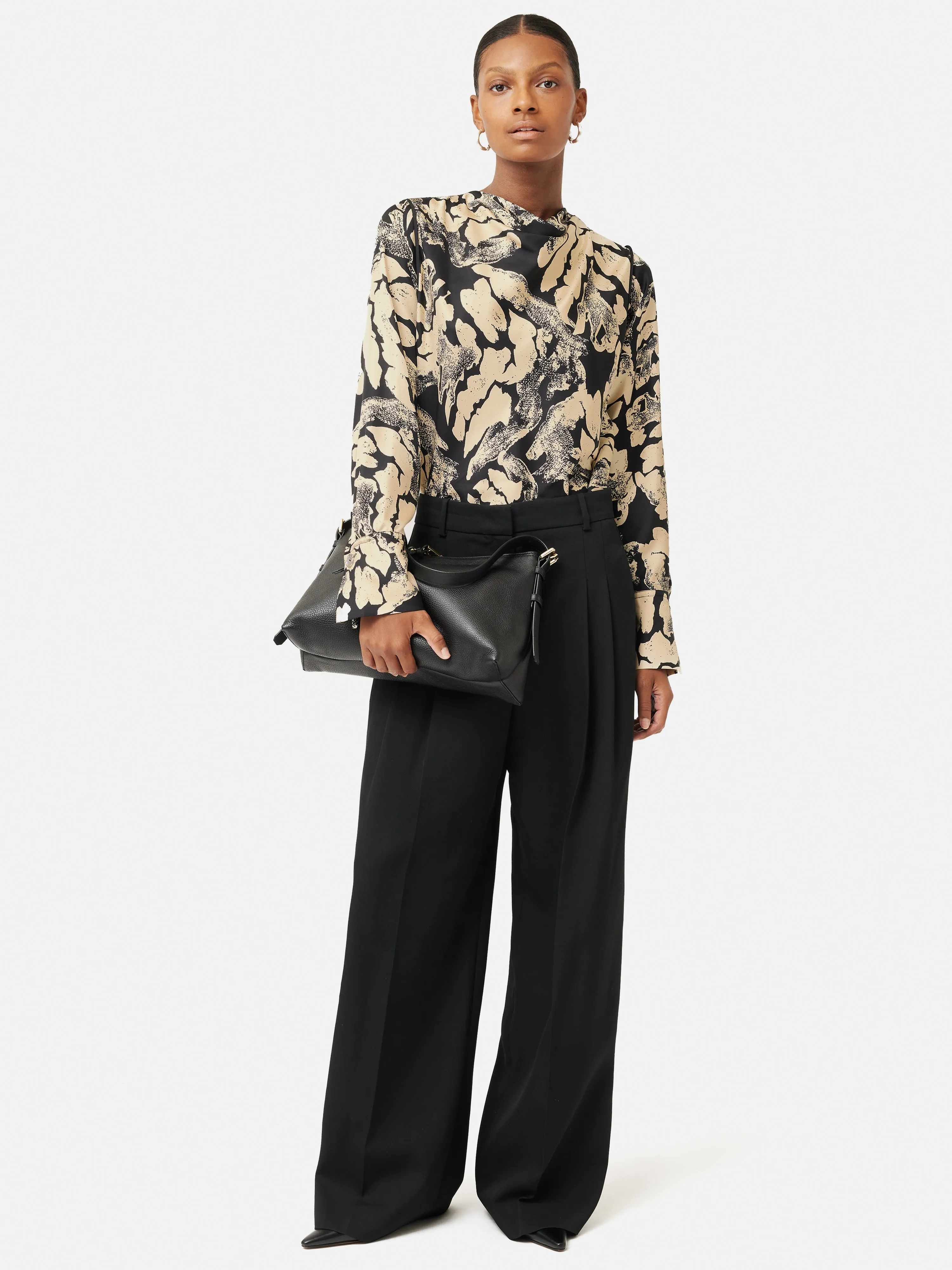 Ink Wave Silk Twill Top | Monochrome sold by Jigsaw product image thumbnail 5