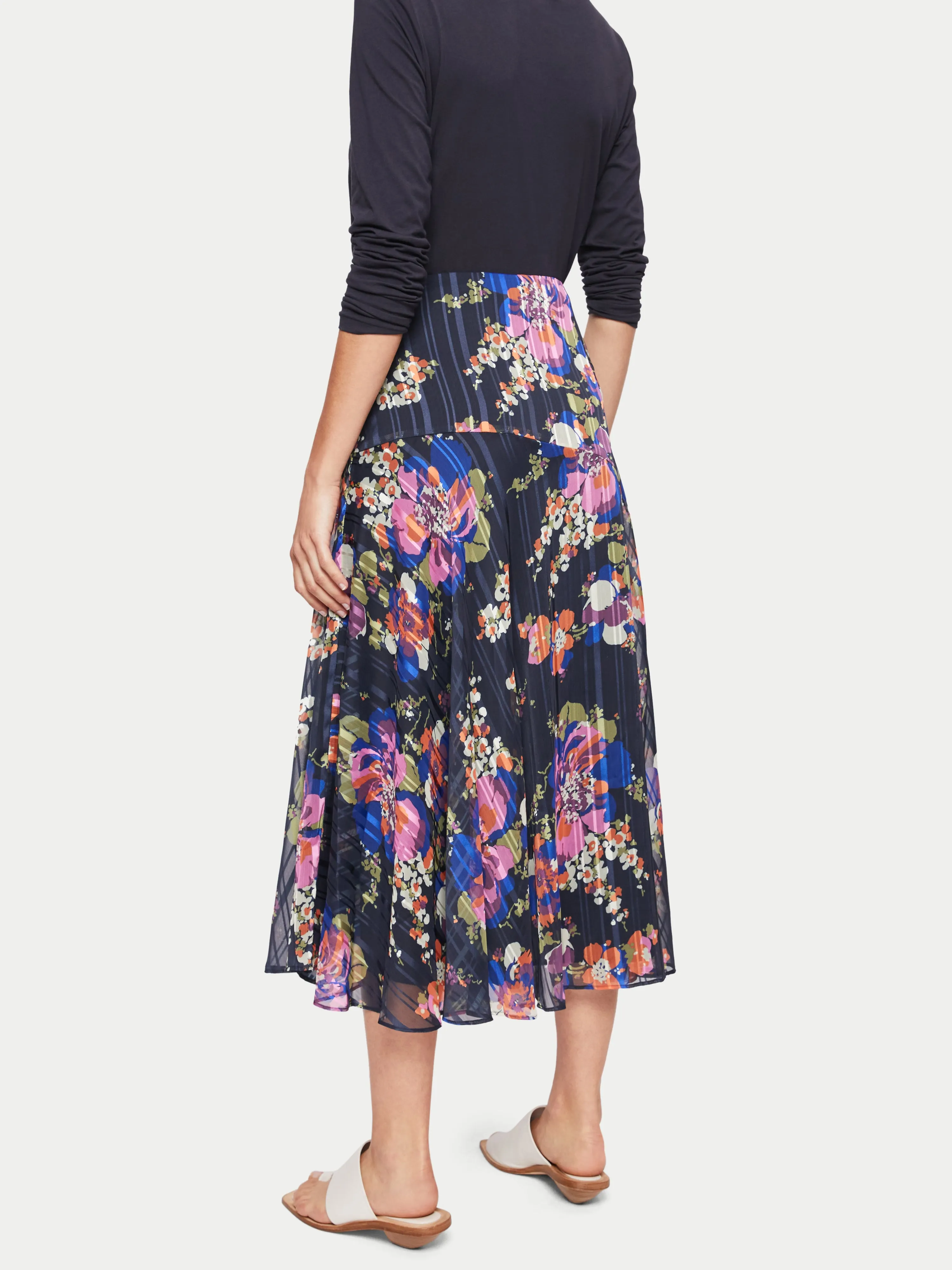 Wild Rose Midi Skirt | Navy sold by Jigsaw product image thumbnail 5