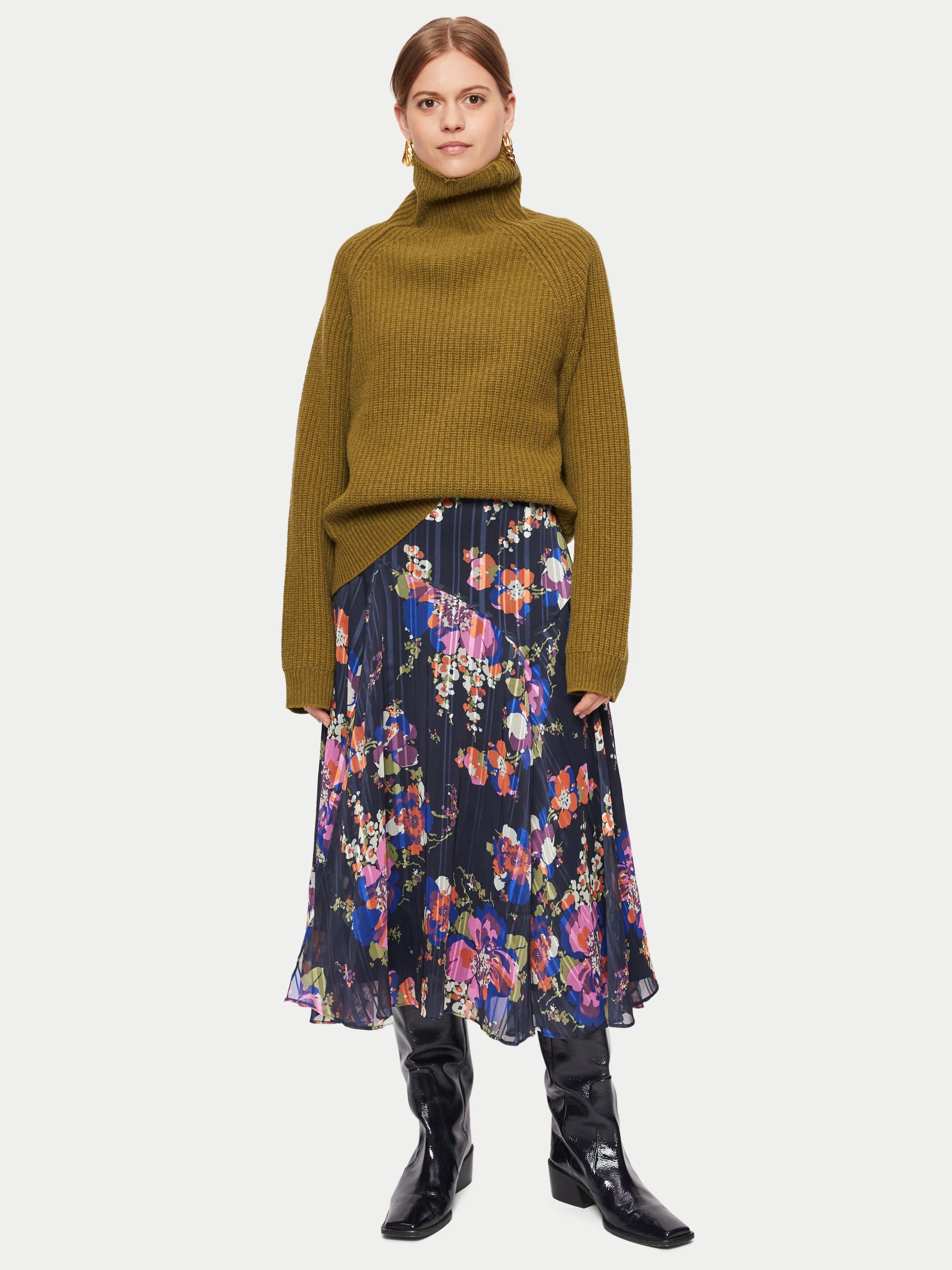 Wild Rose Midi Skirt | Navy sold by Jigsaw product image thumbnail 4