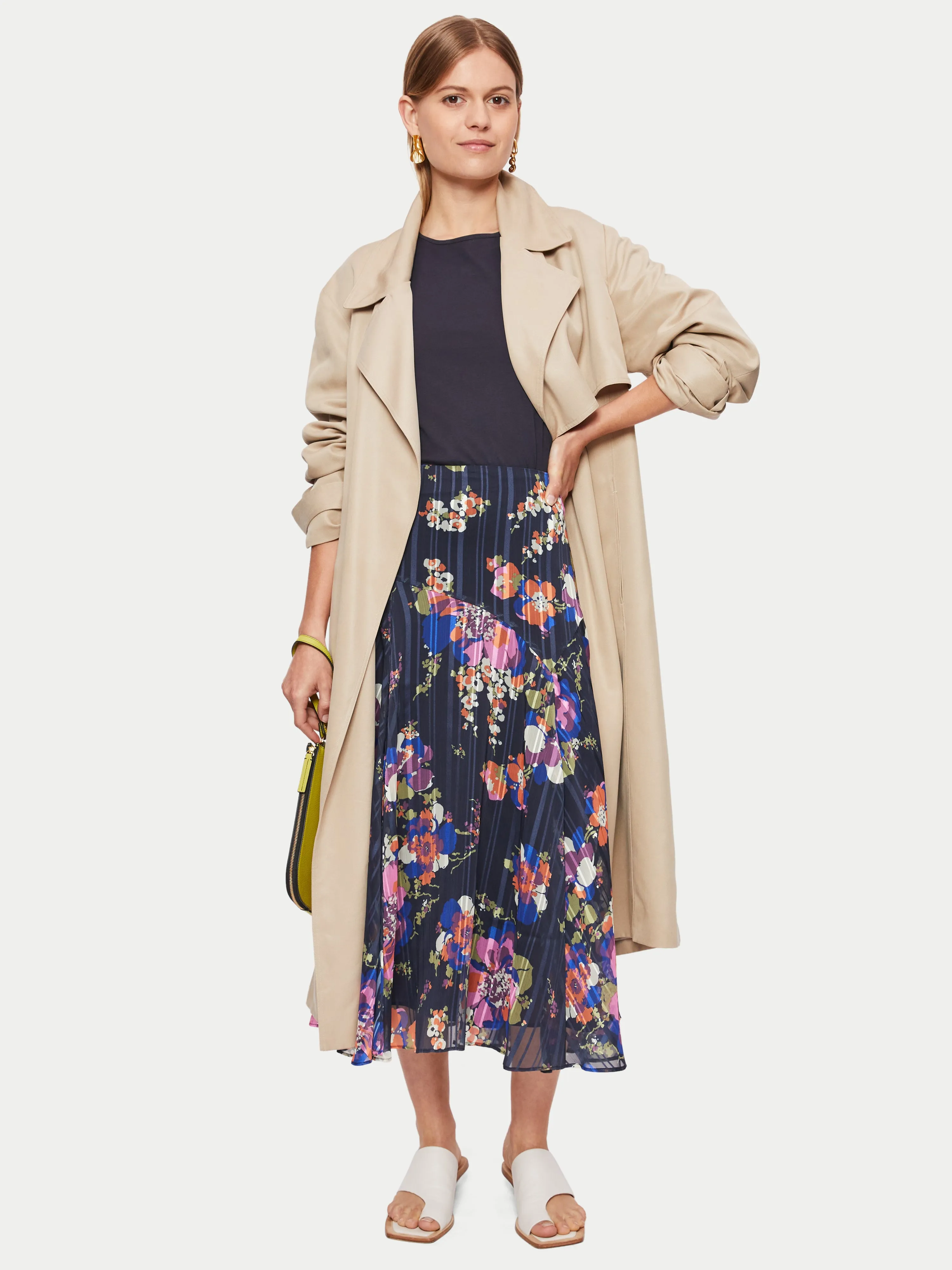 Wild Rose Midi Skirt | Navy sold by Jigsaw product image thumbnail 2