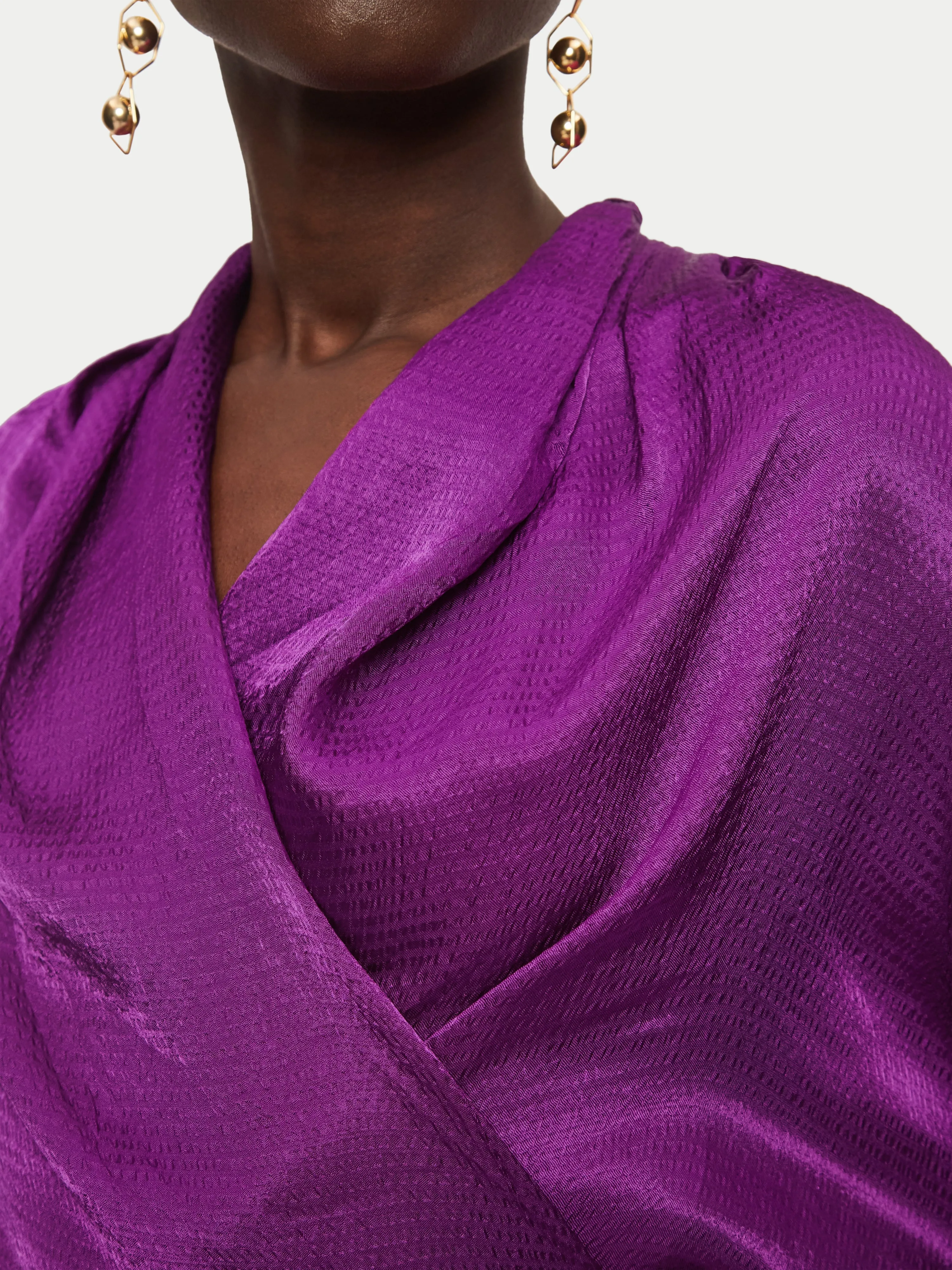 Hammered Satin Wrap Front Top | Purple sold by Jigsaw product image thumbnail 2