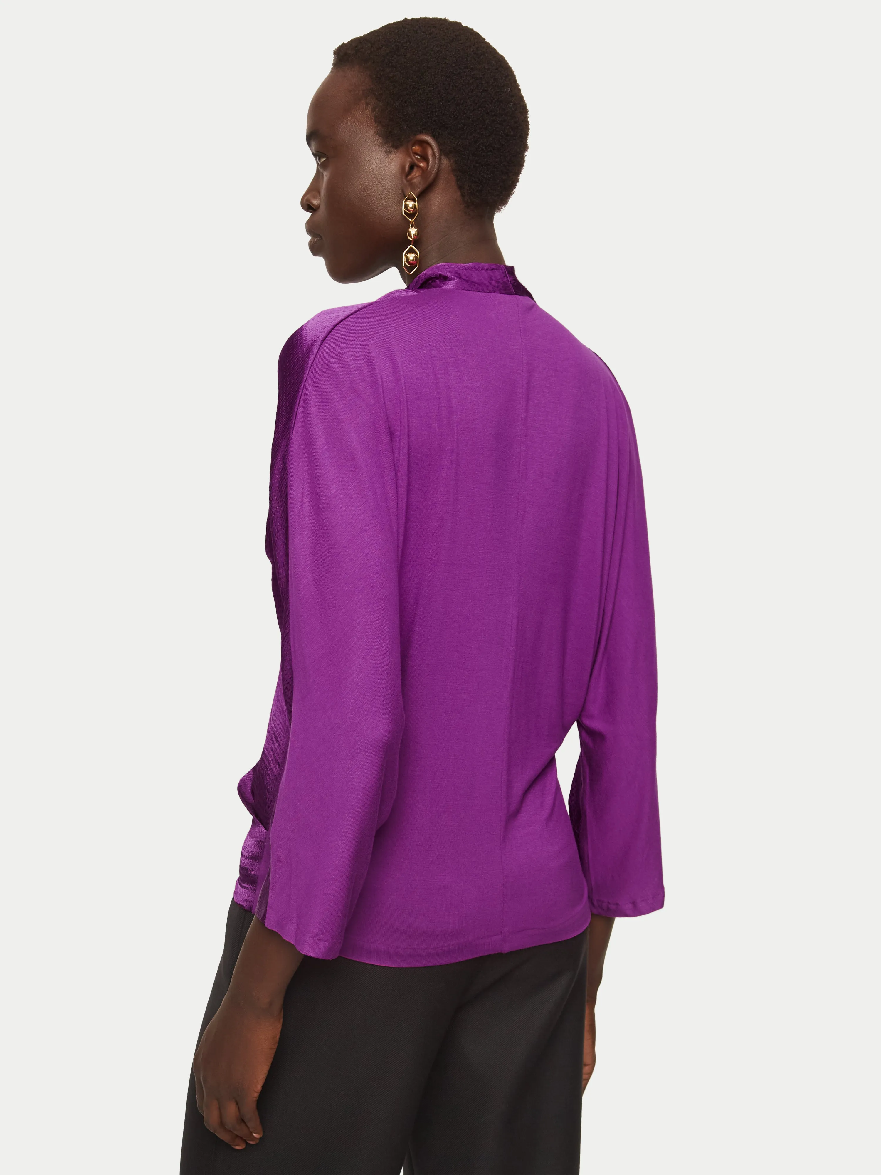 Hammered Satin Wrap Front Top | Purple sold by Jigsaw product image thumbnail 5