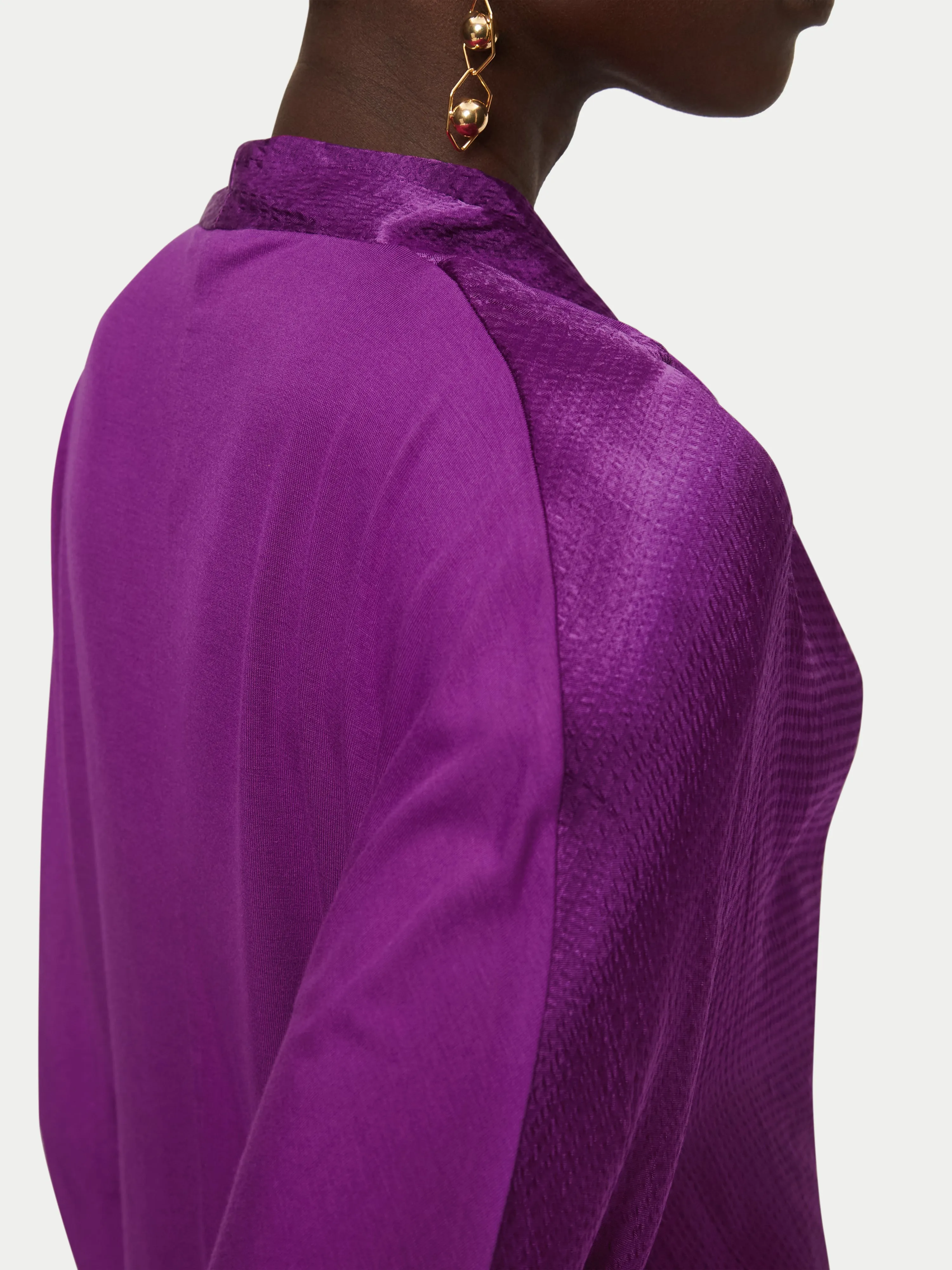 Hammered Satin Wrap Front Top | Purple sold by Jigsaw product image thumbnail 4