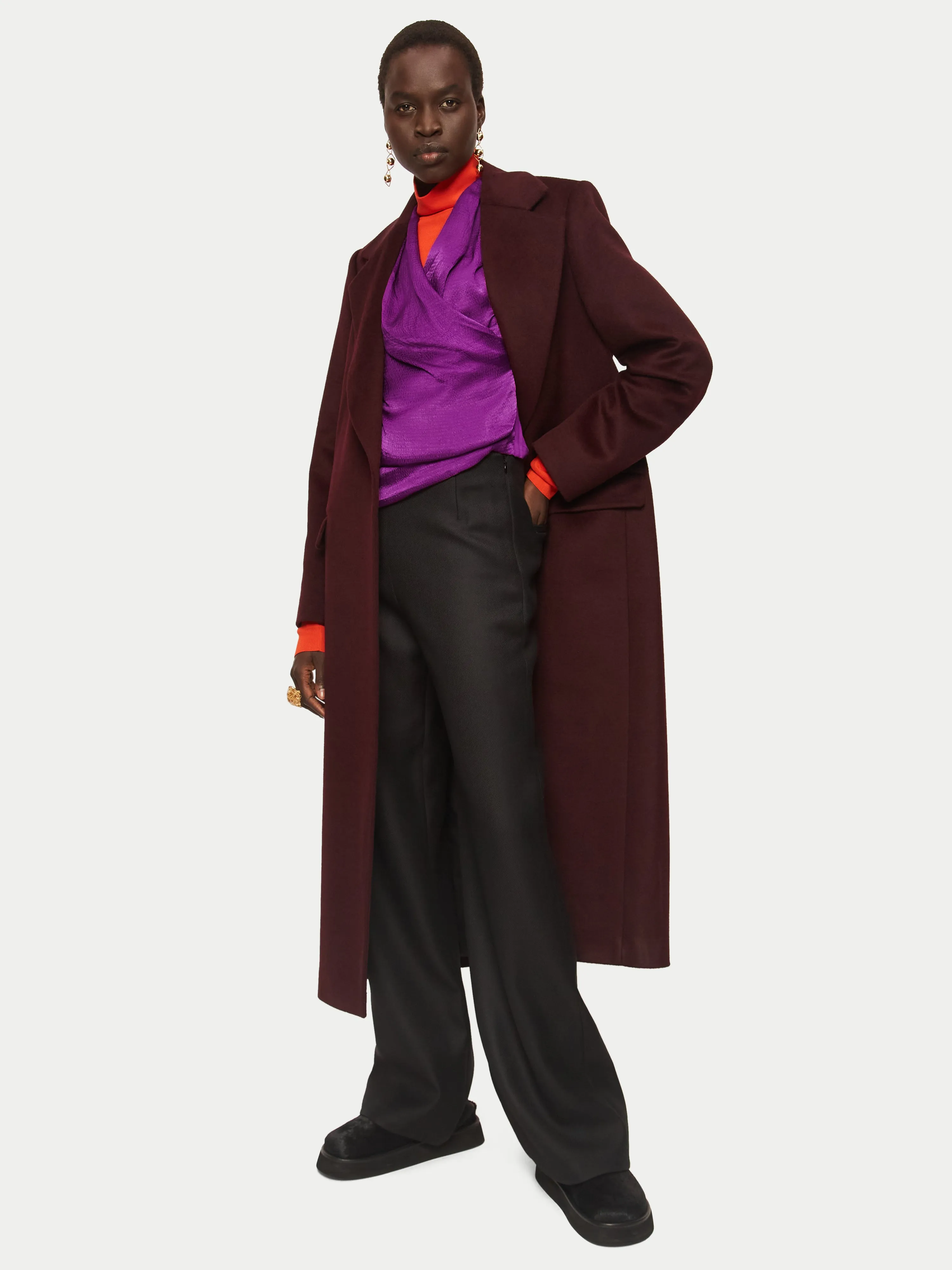 Hammered Satin Wrap Front Top | Purple sold by Jigsaw product image thumbnail 3