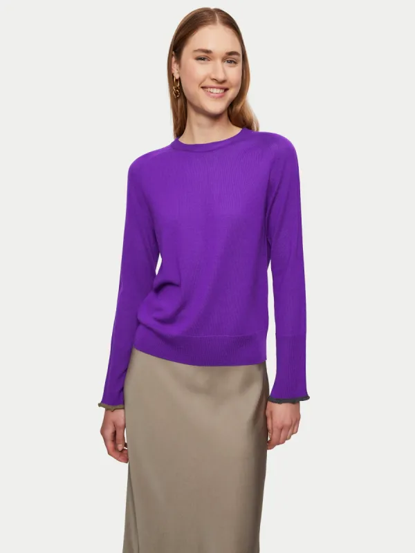 Merino Crew Neck Jumper | Purple sold by Jigsaw