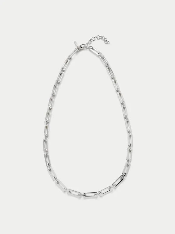 Square Link Chain Necklace | Silver sold by Jigsaw
