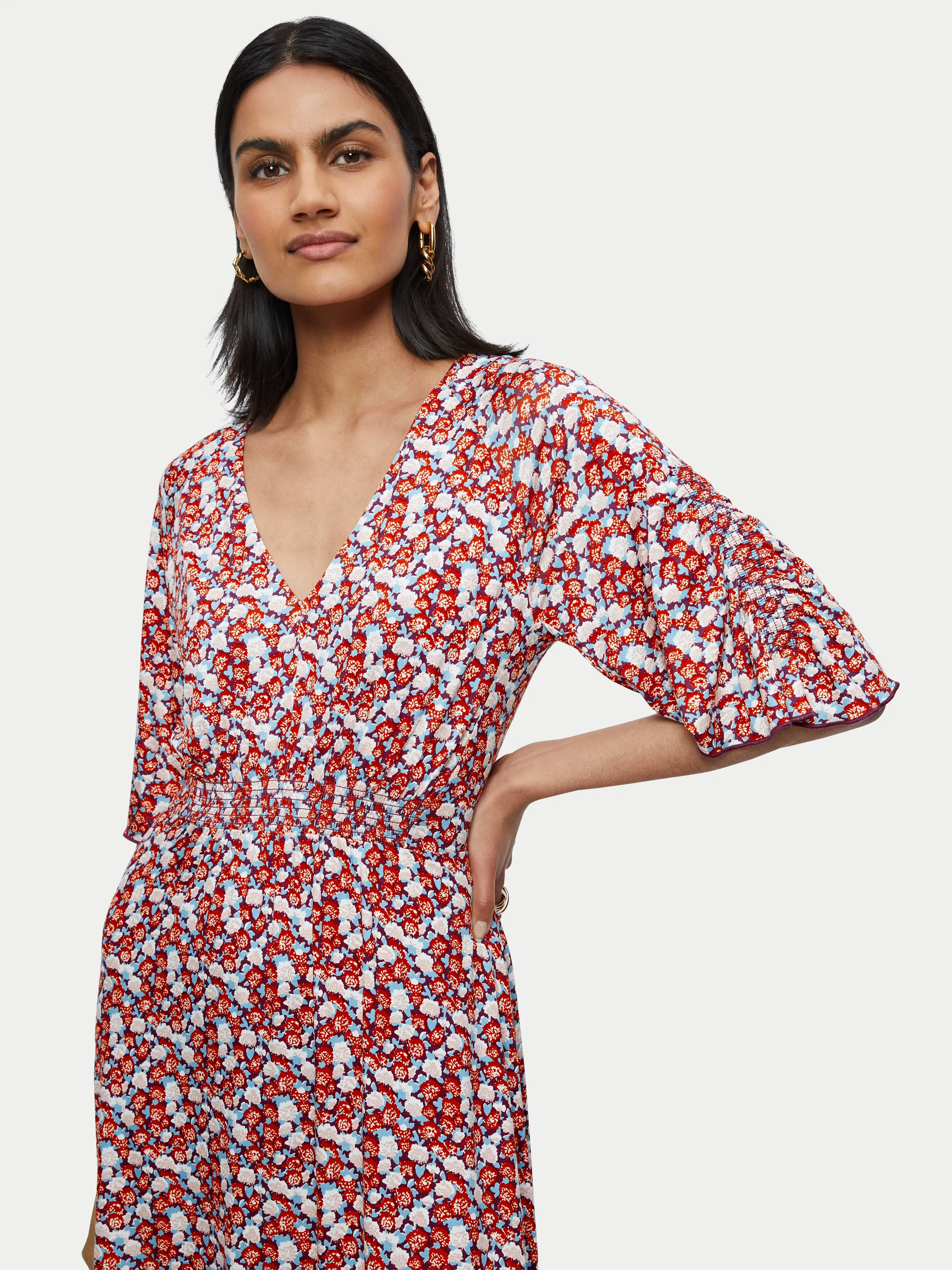 Hydrangea V Neck Jersey Dress | Multi sold by Jigsaw product image thumbnail 4