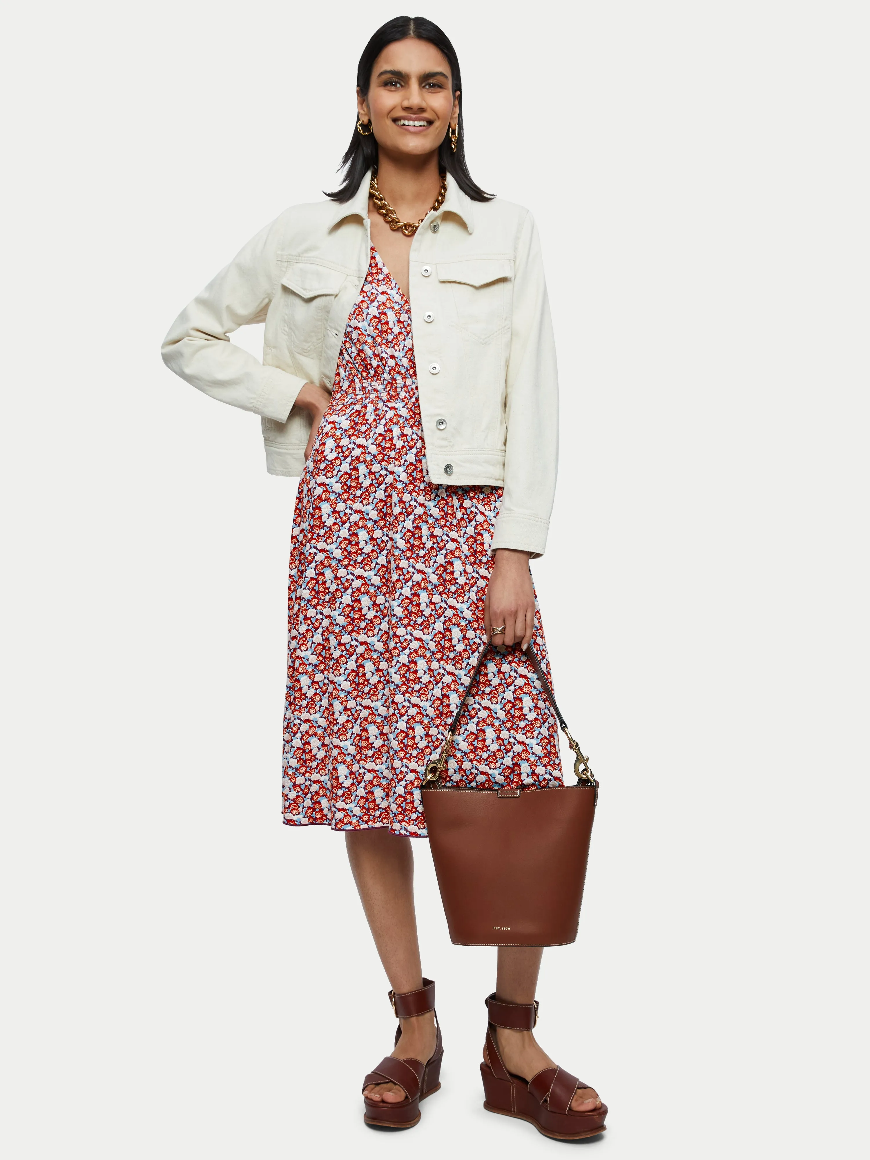 Hydrangea V Neck Jersey Dress | Multi sold by Jigsaw product image thumbnail 3