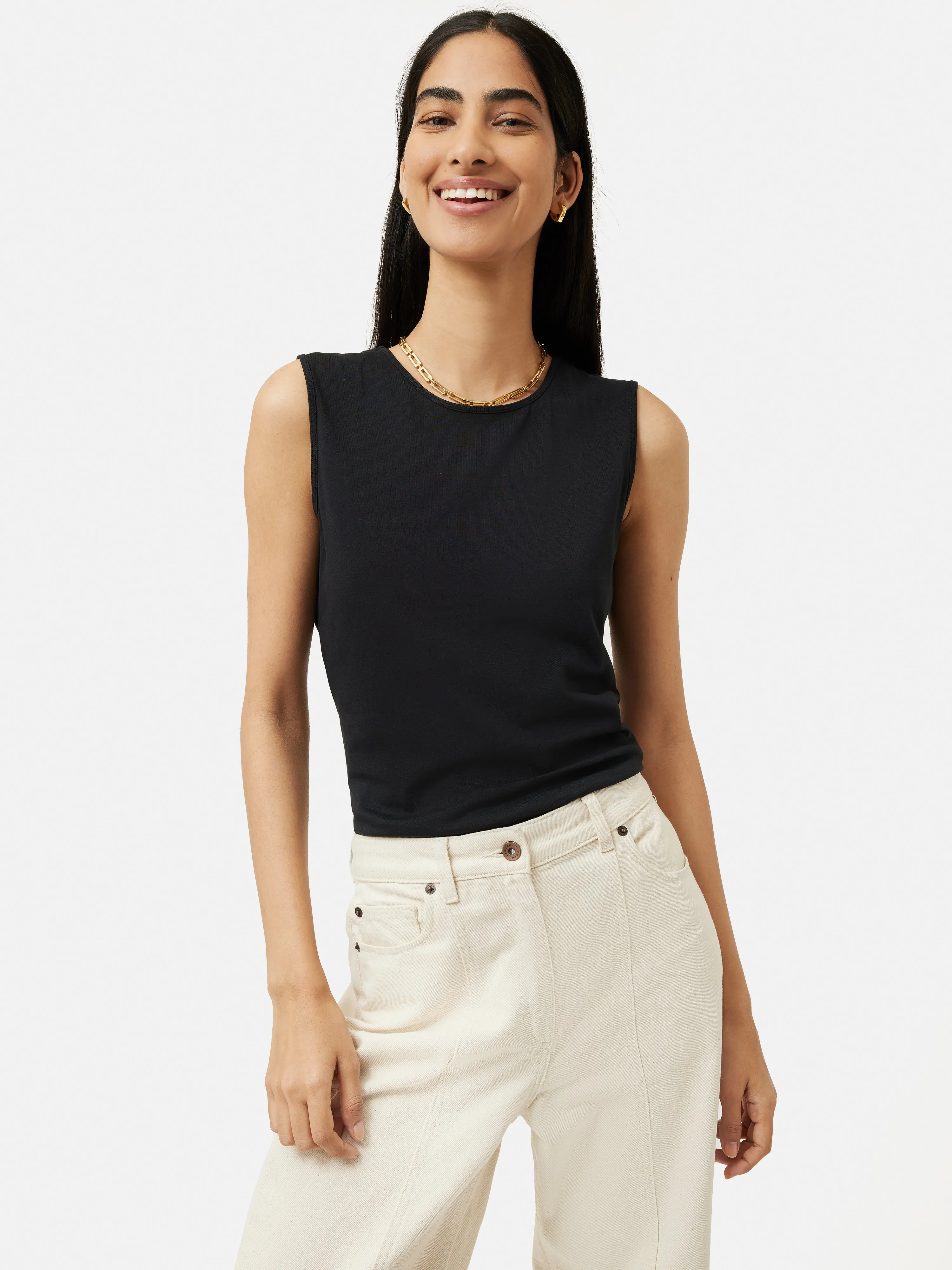 Supima Sleeveless Tee | Black sold by Jigsaw