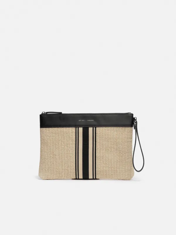 Athena Stripe Woven Pouch | Natural sold by Jigsaw