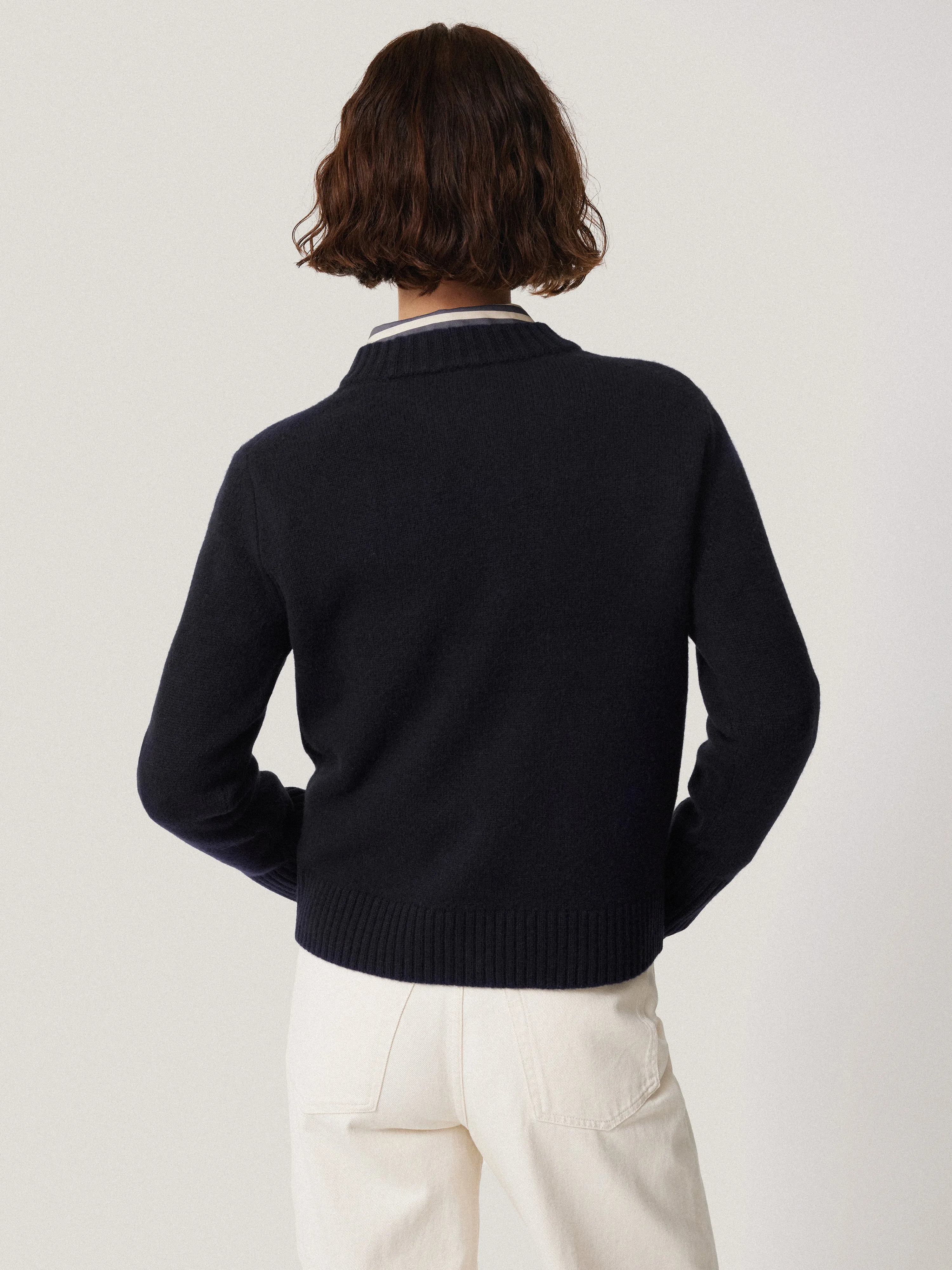 Compact Wool Cashmere Blend Jumper | Navy sold by Jigsaw product image thumbnail 5