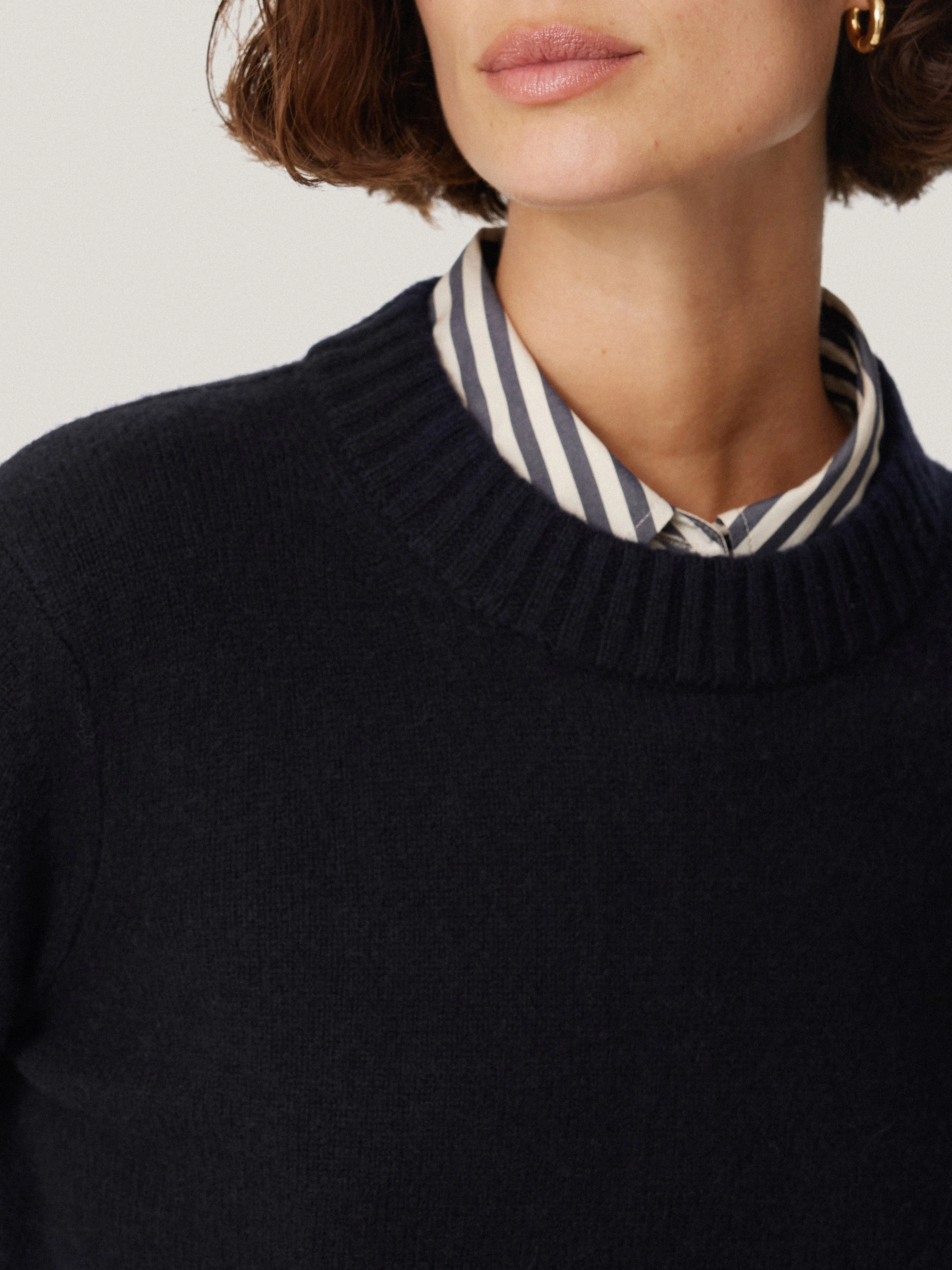 Compact Wool Cashmere Blend Jumper | Navy sold by Jigsaw product image thumbnail 2
