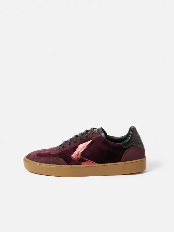 Portland Velvet Trainer | Burgundy sold by Jigsaw