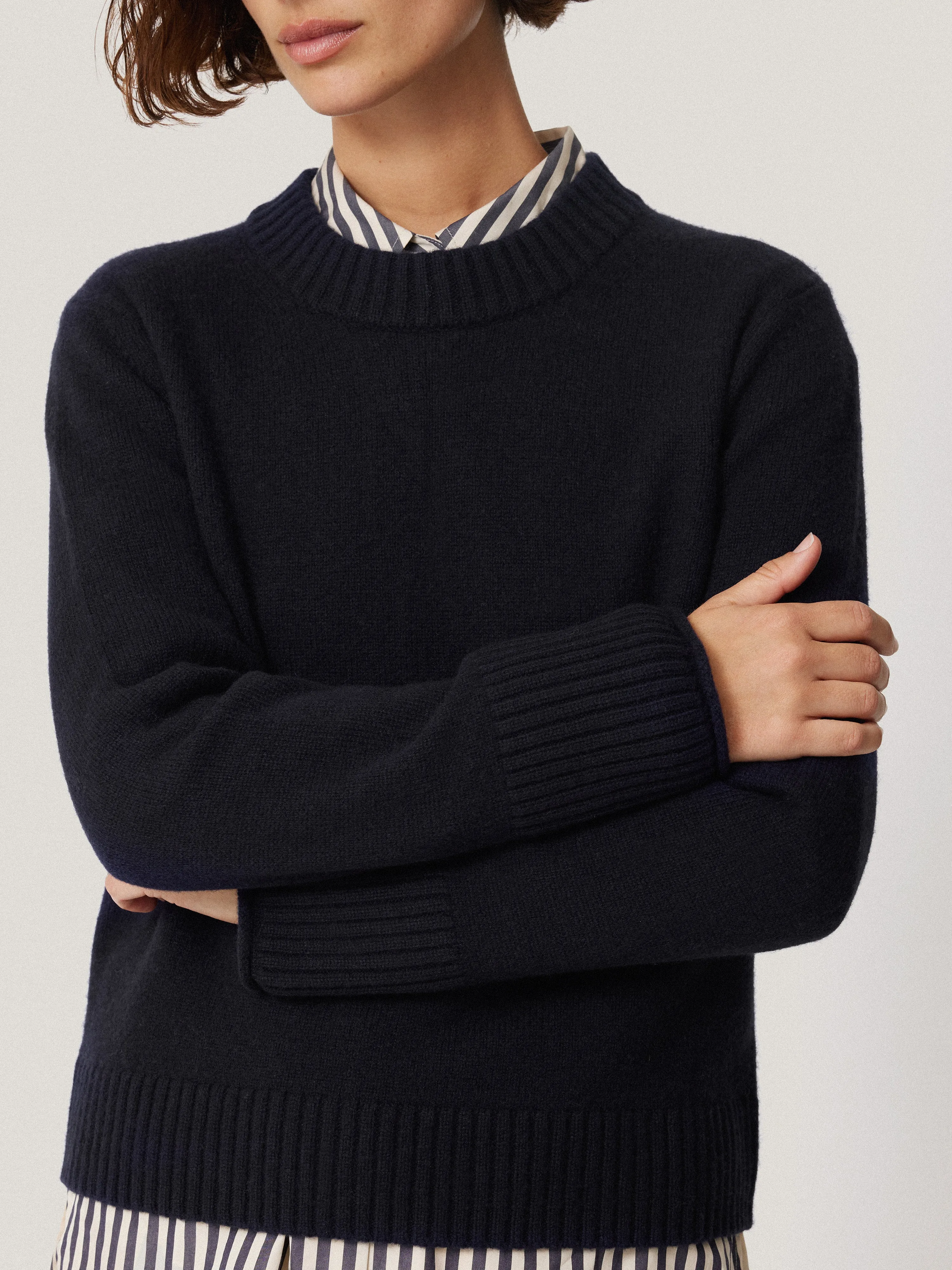Compact Wool Cashmere Blend Jumper | Navy sold by Jigsaw product image thumbnail 4