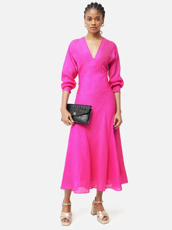 Silk Linen Gauze Dress | Pink sold by Jigsaw