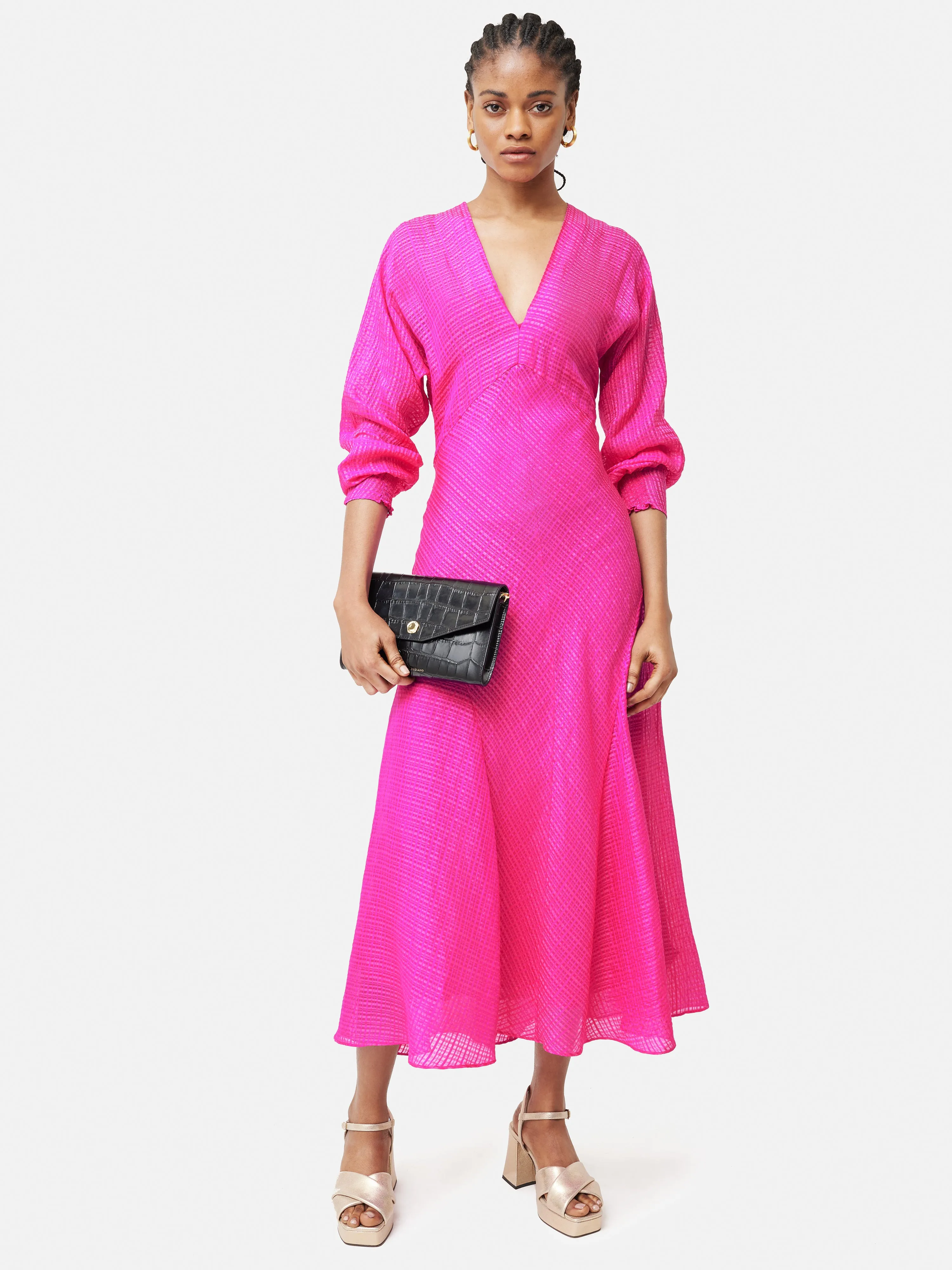 Silk Linen Gauze Dress | Pink sold by Jigsaw