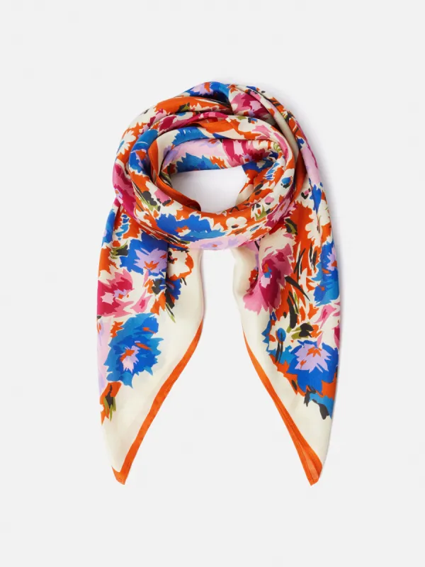 Abstract Meadow Silk Scarf | Orange sold by Jigsaw