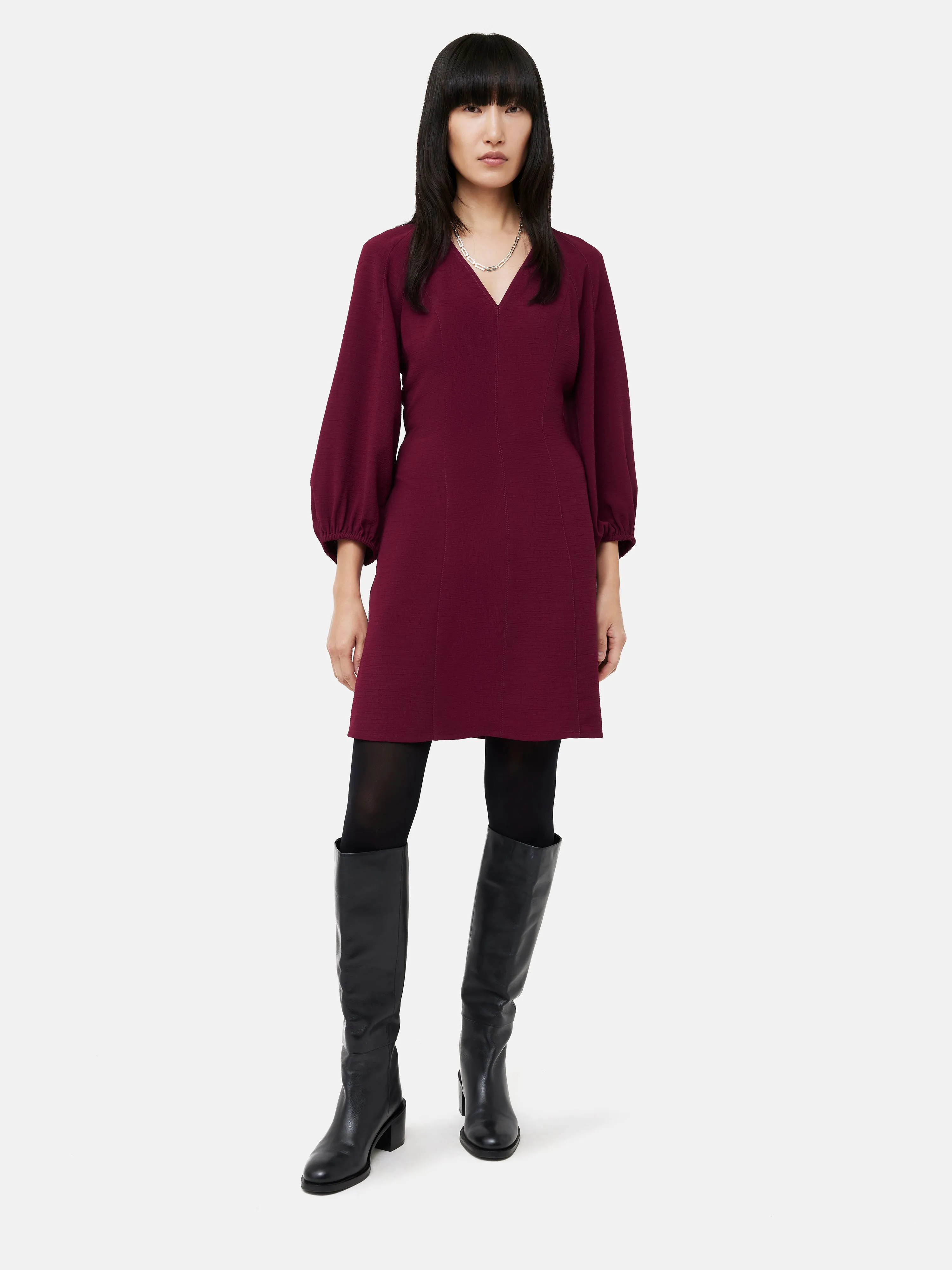 Textured Short Dress | Berry sold by Jigsaw