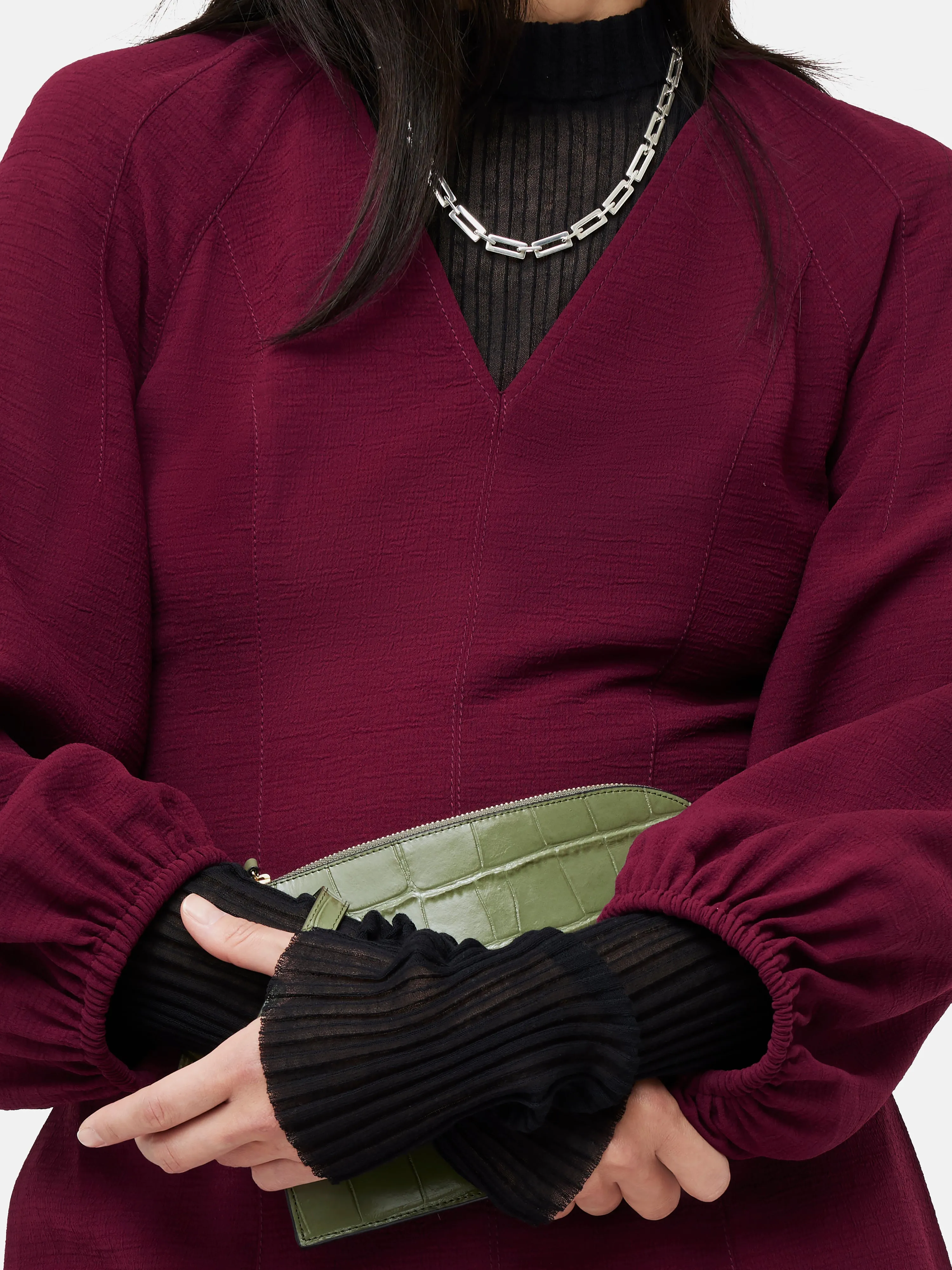 Textured Short Dress | Berry sold by Jigsaw product image thumbnail 5