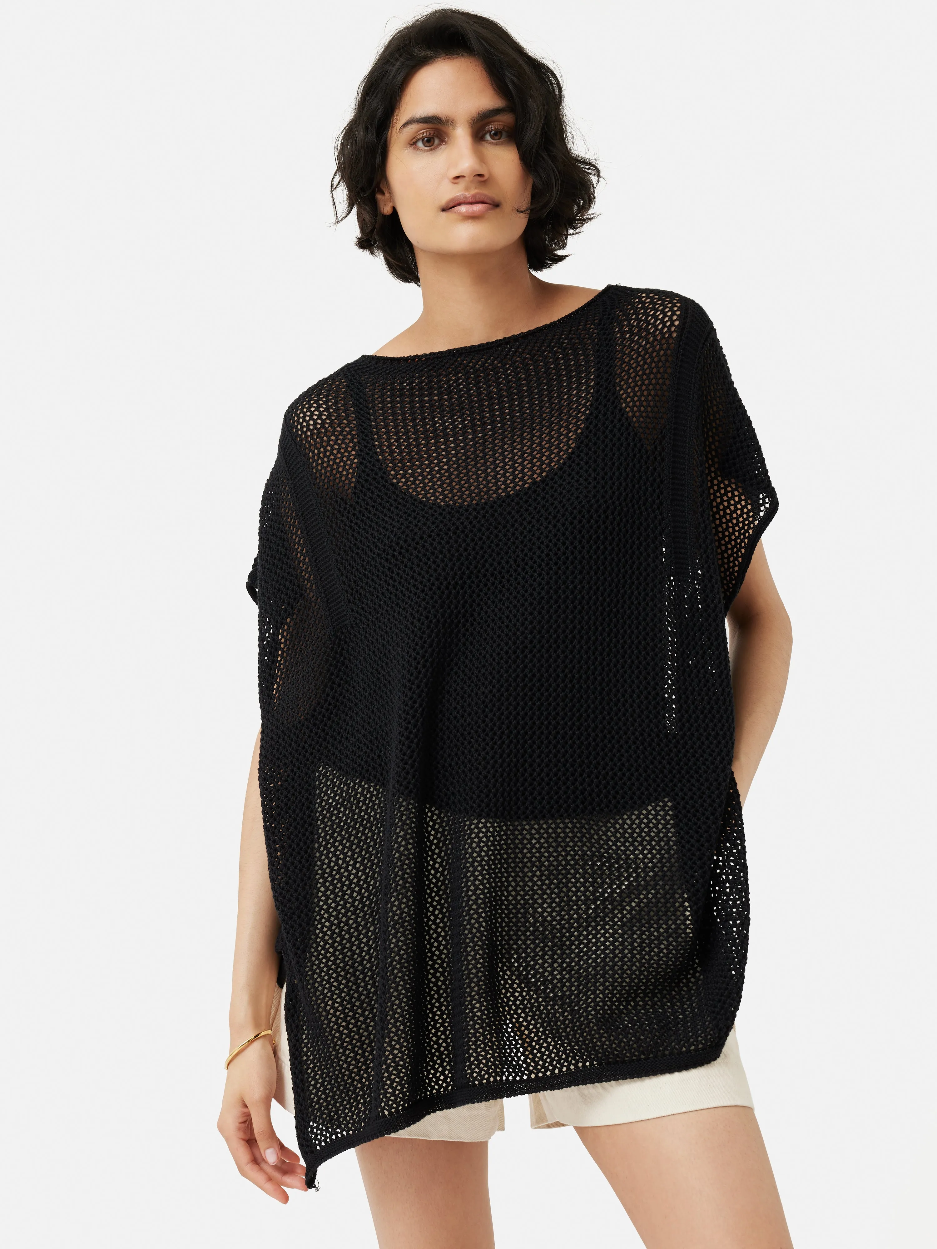 Linen Poncho | Black sold by Jigsaw