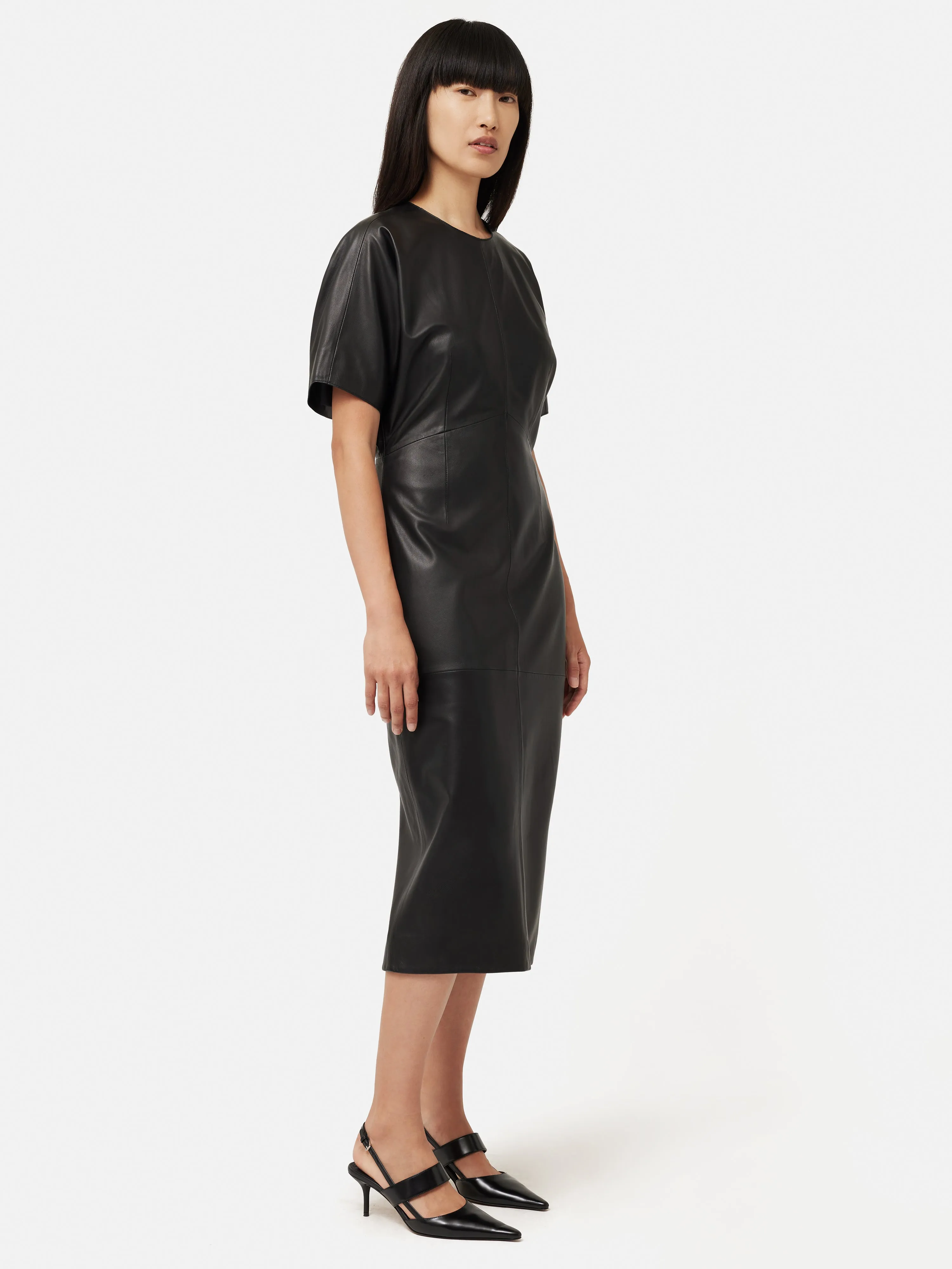 Leather Midi Dress | Black sold by Jigsaw