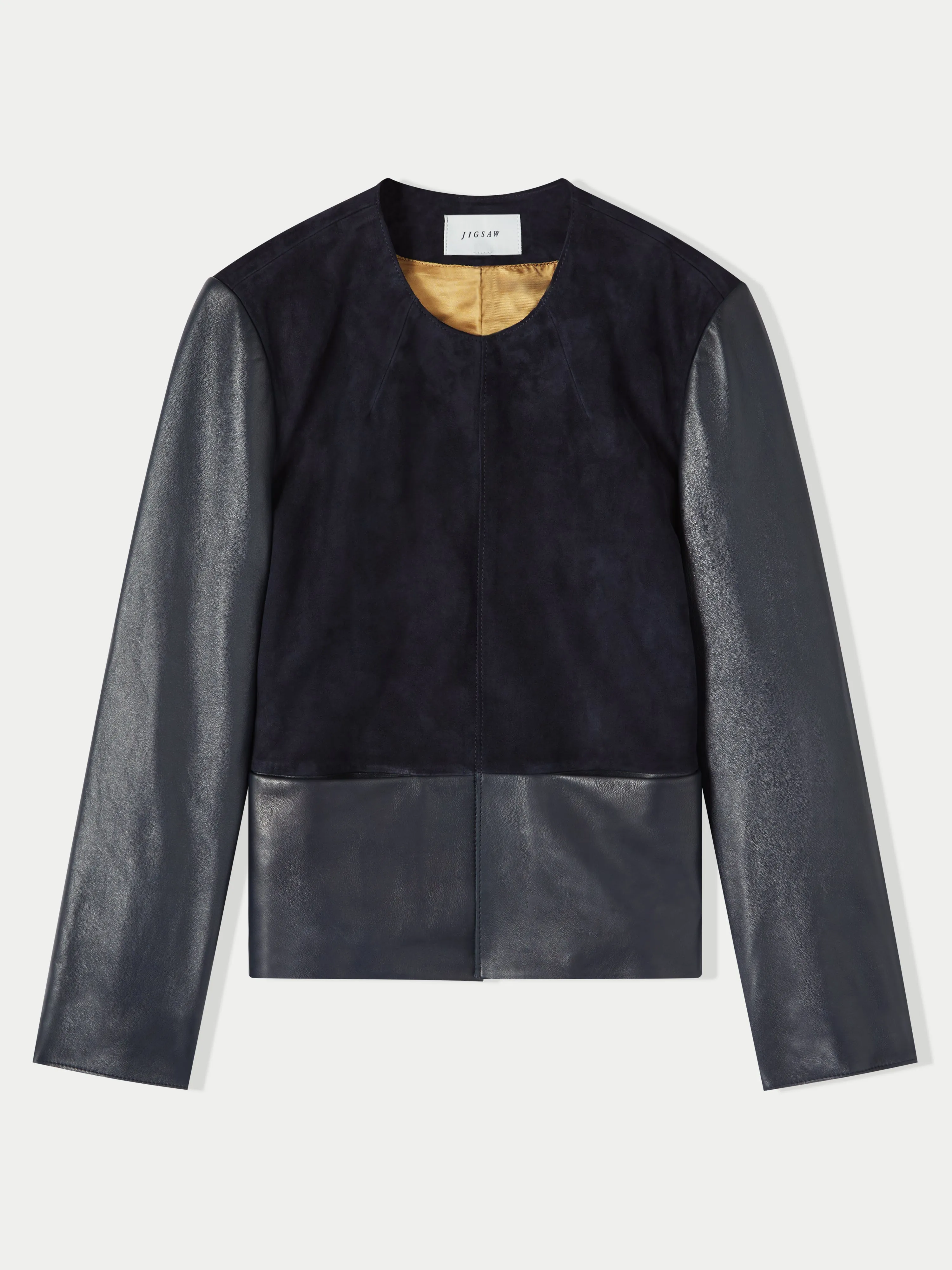 Nakoa Leather Mix Jacket | Navy sold by Jigsaw product image thumbnail 5