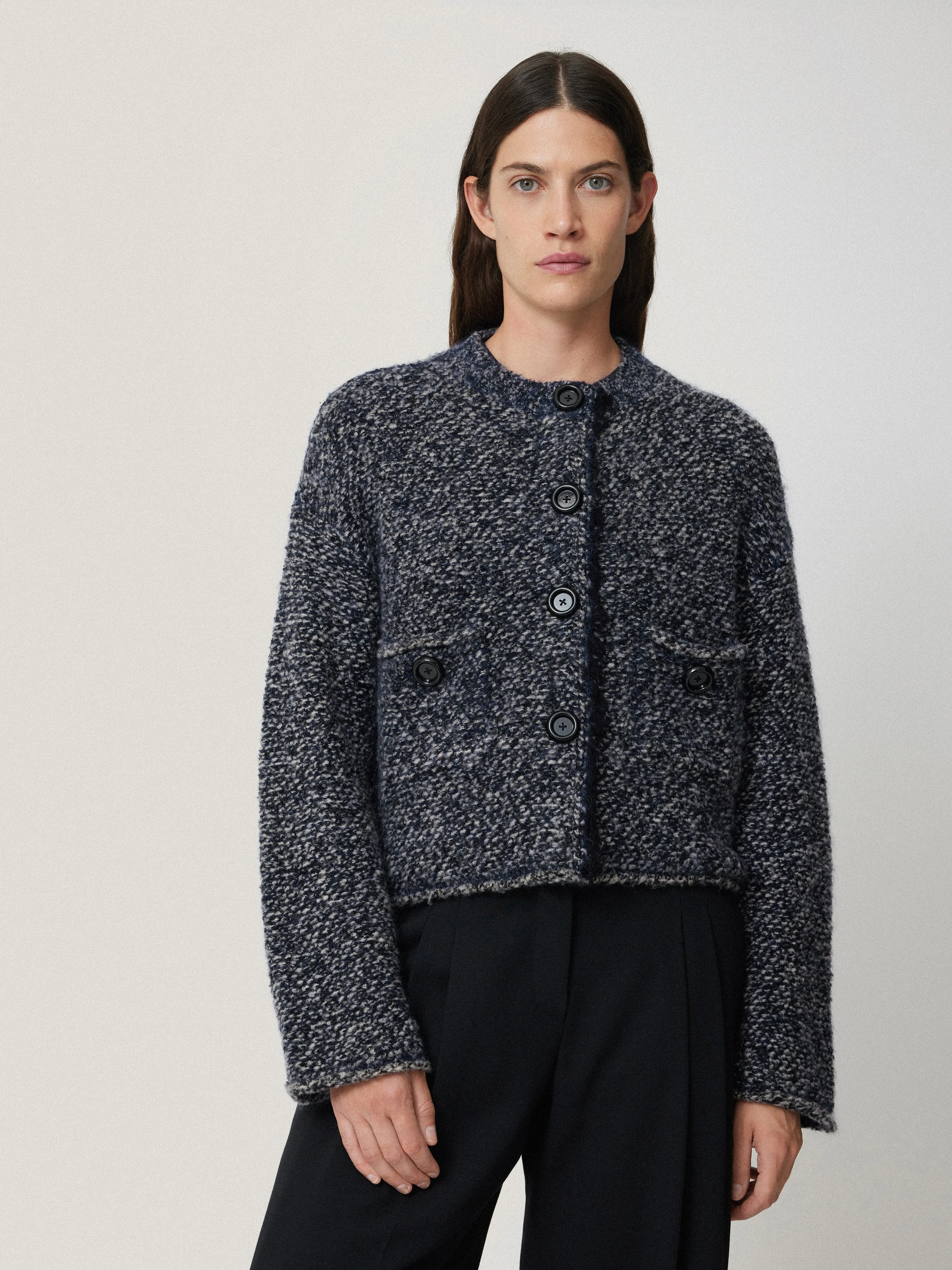 French Tweed Cardi-Jacket | Navy sold by Jigsaw