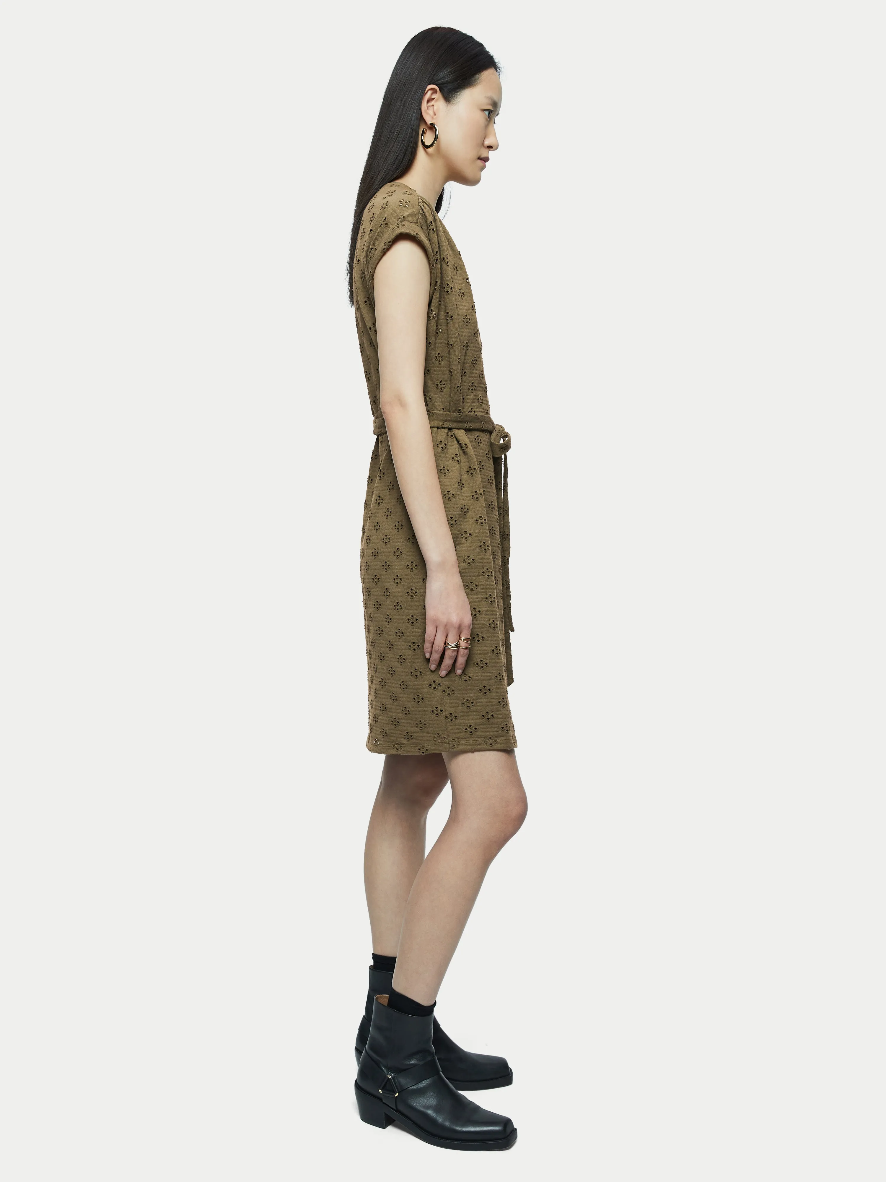 Cotton Broderie Wrap Dress | Khaki sold by Jigsaw product image thumbnail 4