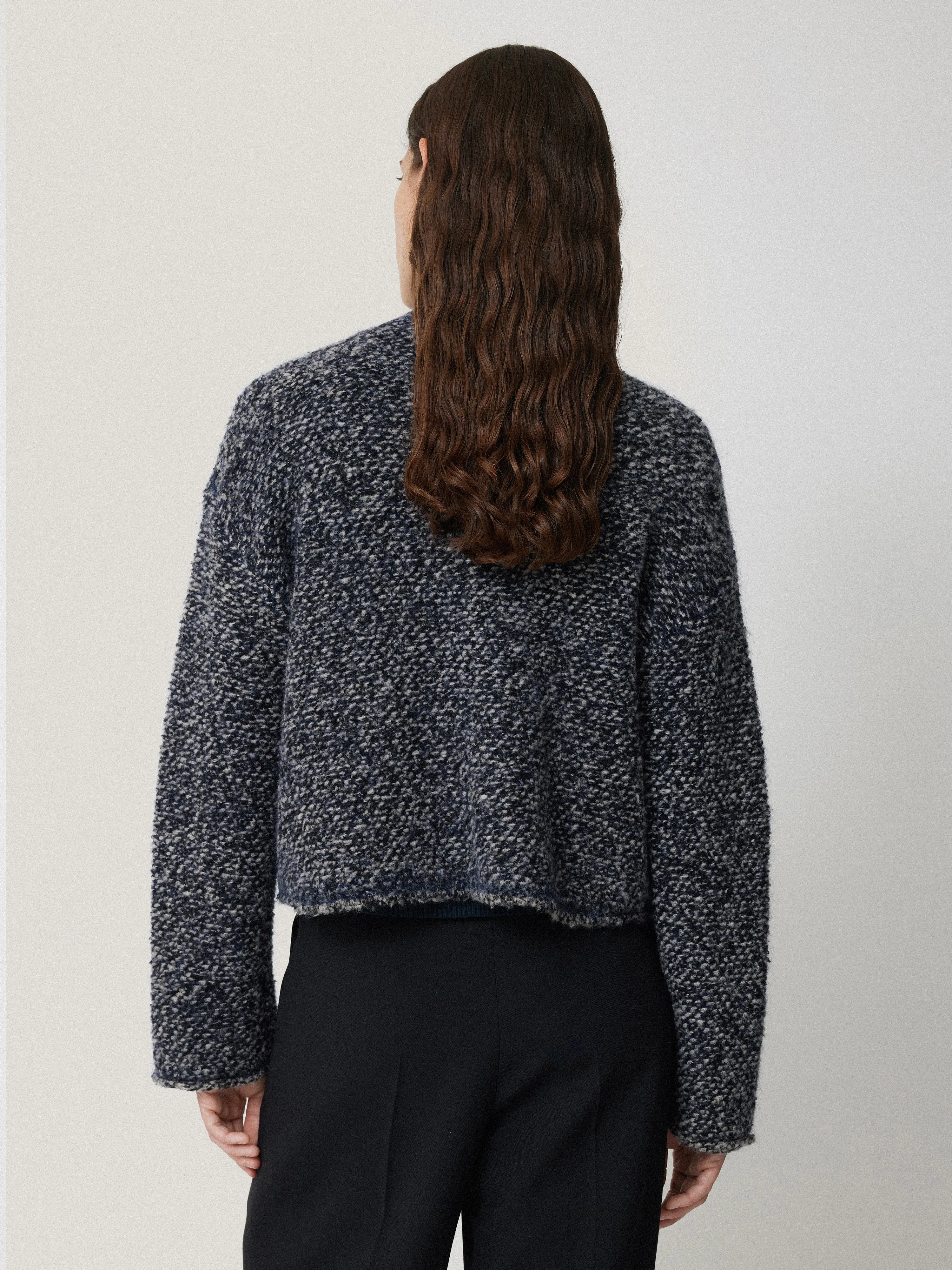 French Tweed Cardi-Jacket | Navy sold by Jigsaw product image thumbnail 5