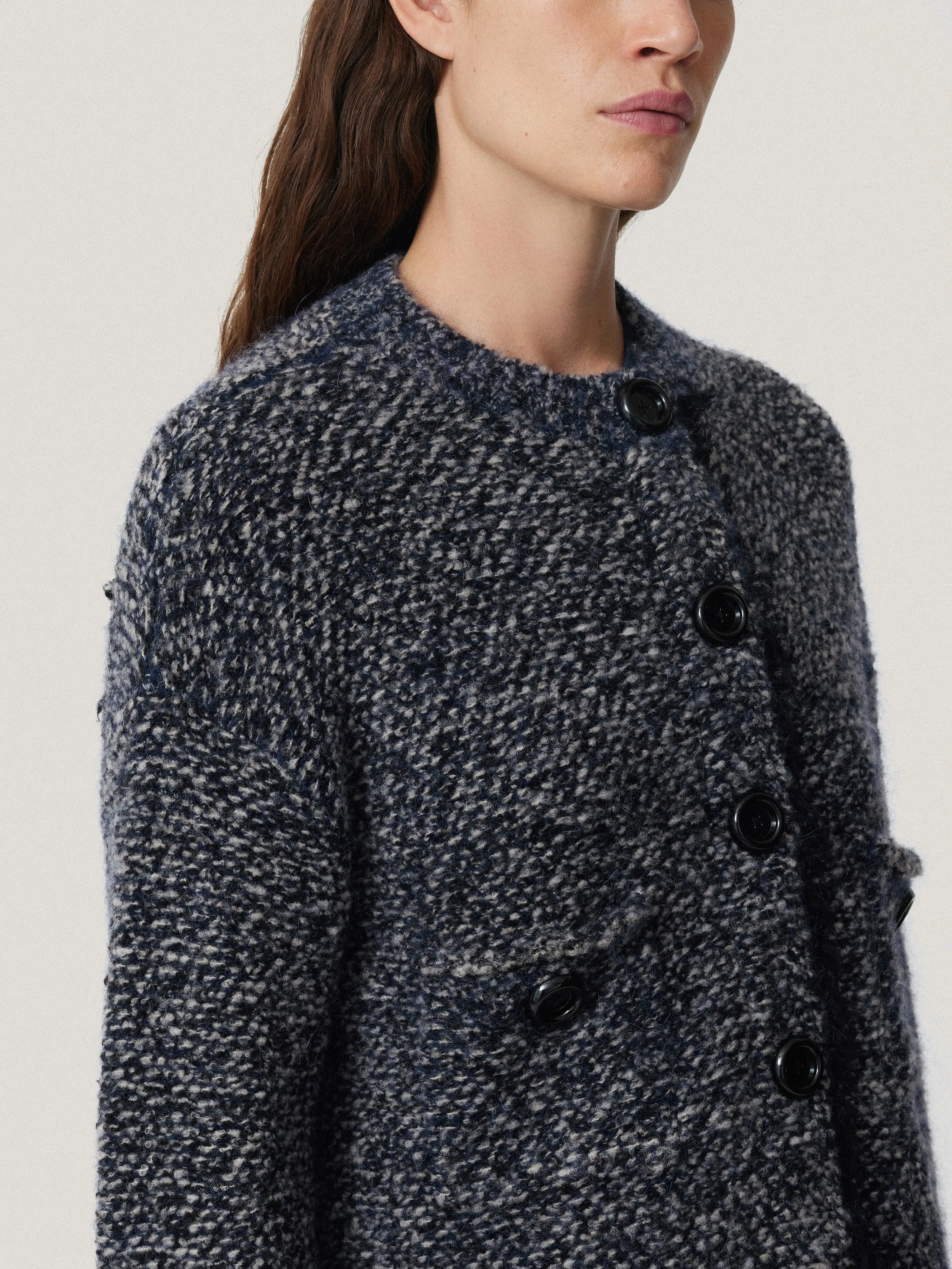 French Tweed Cardi-Jacket | Navy sold by Jigsaw product image thumbnail 2