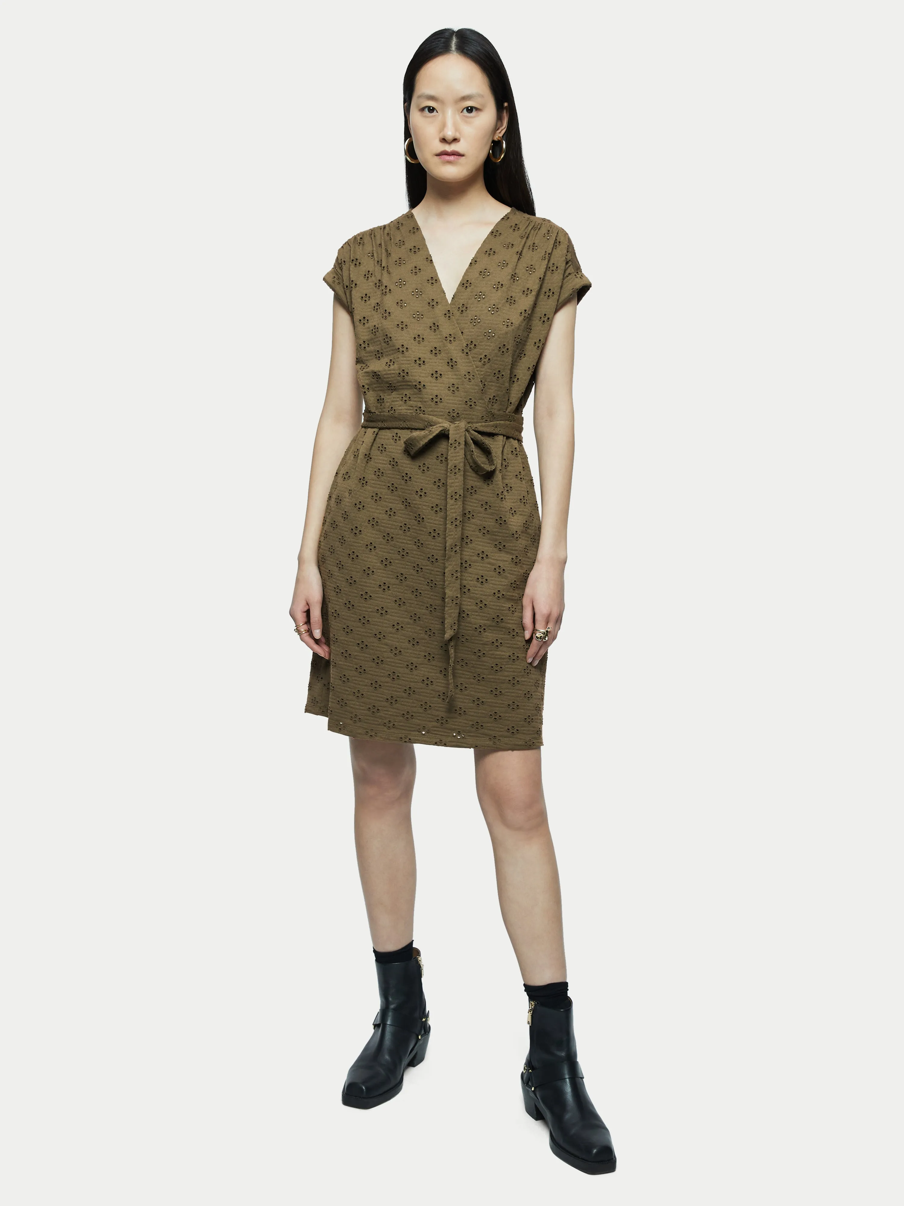 Cotton Broderie Wrap Dress | Khaki sold by Jigsaw product image thumbnail 3