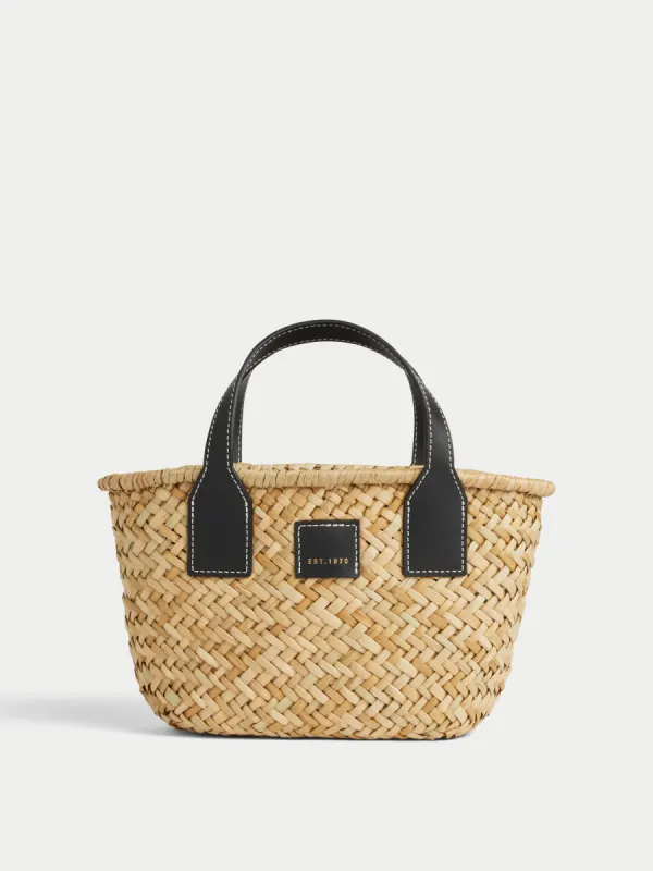 Mini Chiltern Straw Bag | Black sold by Jigsaw