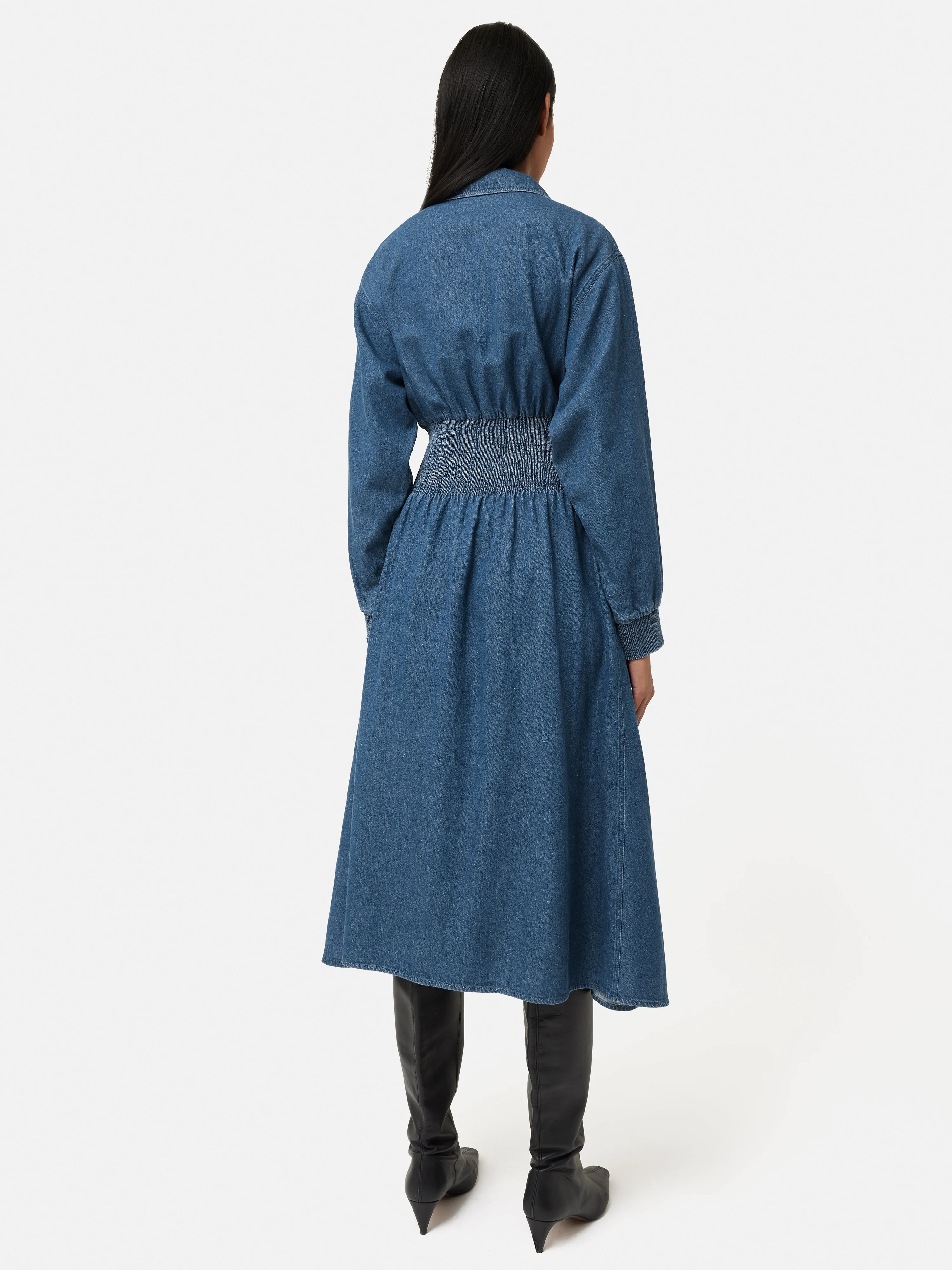 Denim Smocked Waist Shirt Dress | Blue sold by Jigsaw product image thumbnail 5