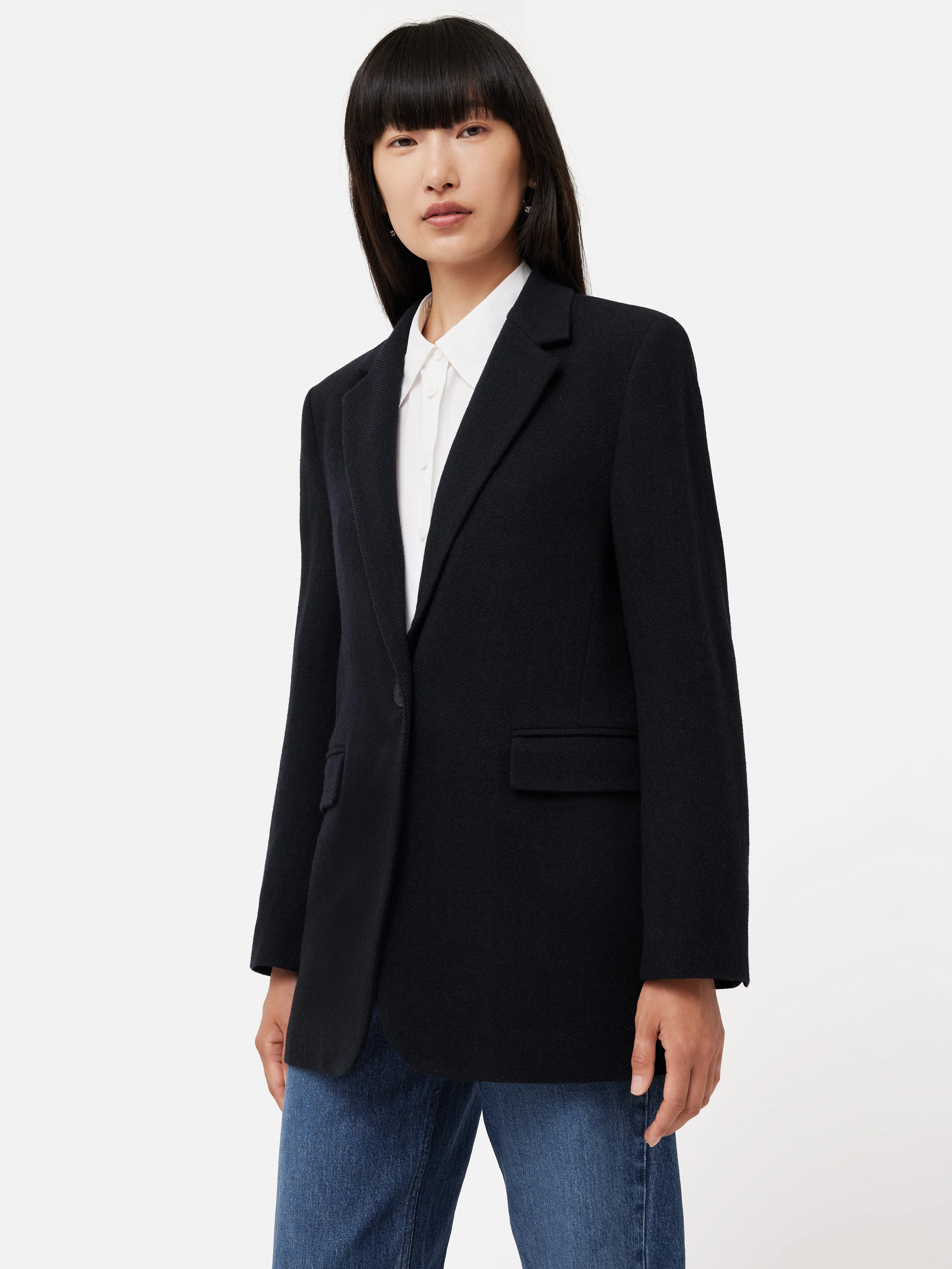 Wool Langford Blazer | Navy sold by Jigsaw product image thumbnail 3