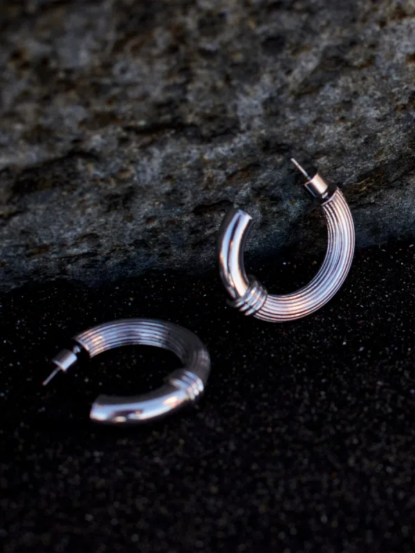 Textured Heritage Hoops | Silver sold by Jigsaw