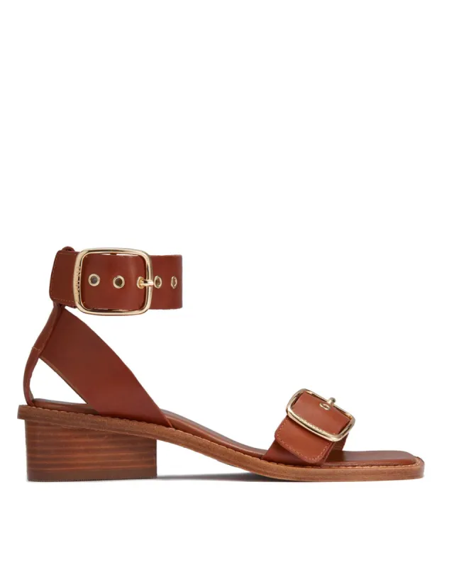 Oxley Leather Heeled Sandal | Tan sold by Jigsaw