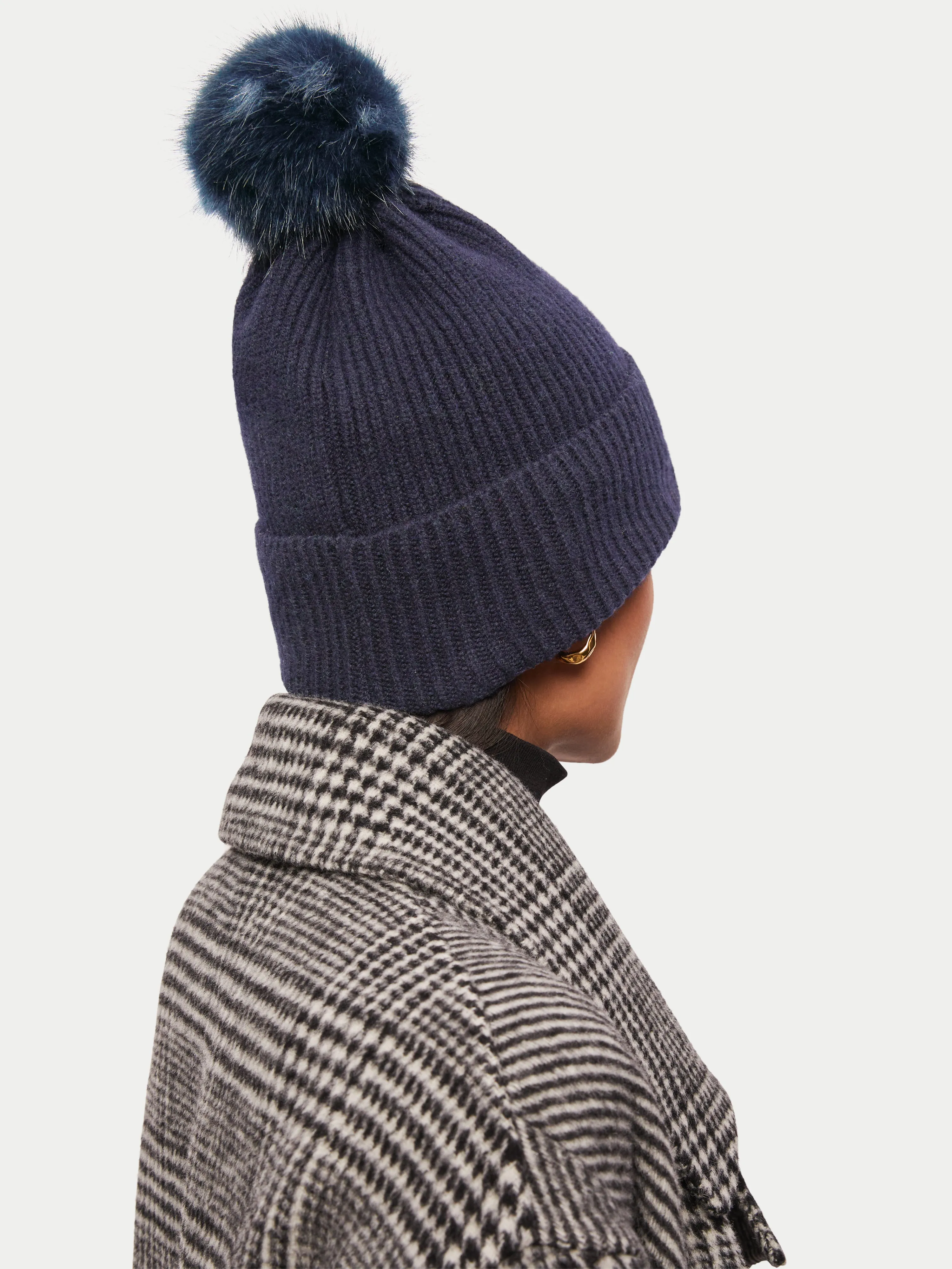 Lambswool Pom Hat | Navy sold by Jigsaw product image thumbnail 3