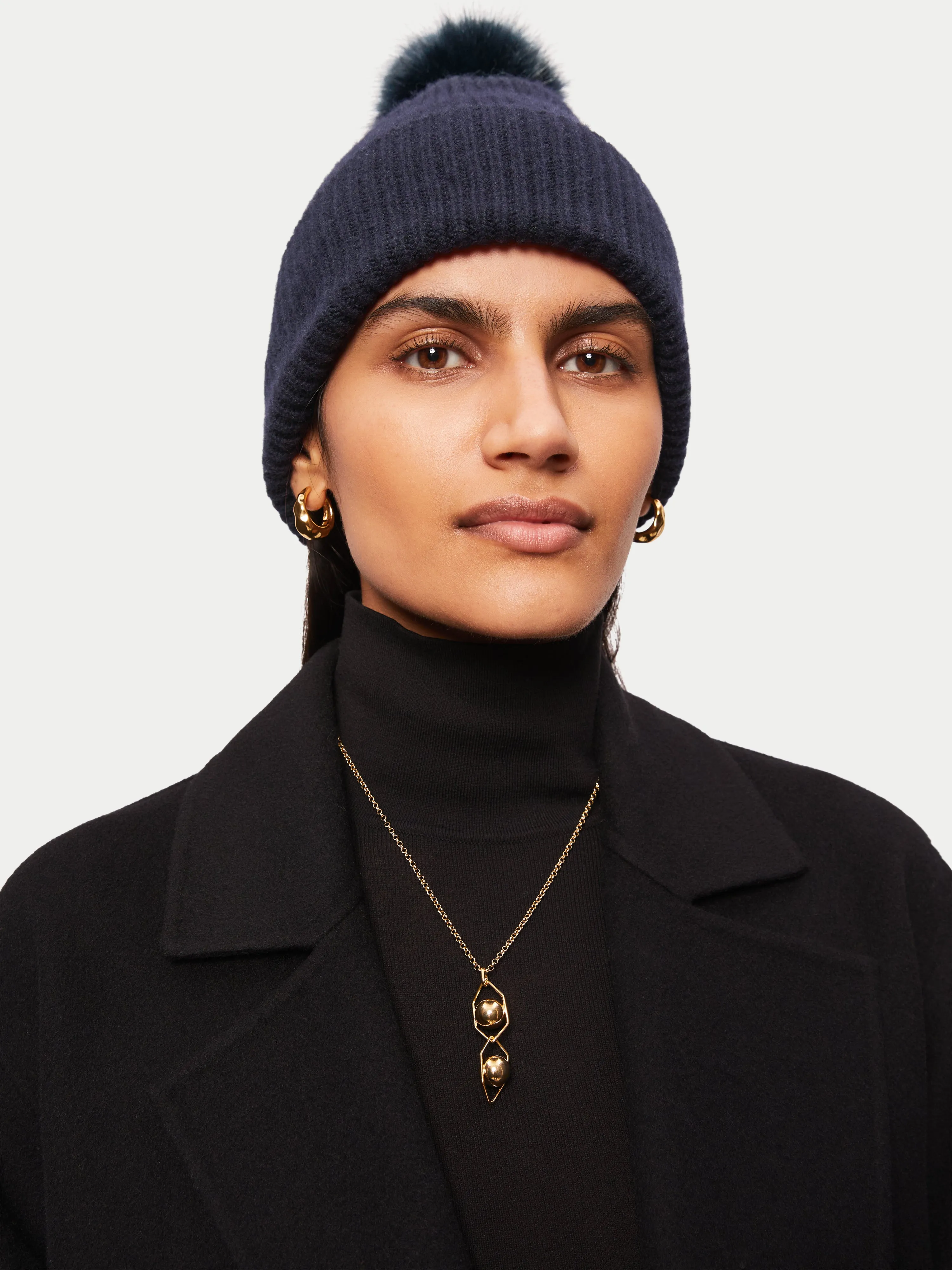 Lambswool Pom Hat | Navy sold by Jigsaw product image thumbnail 2