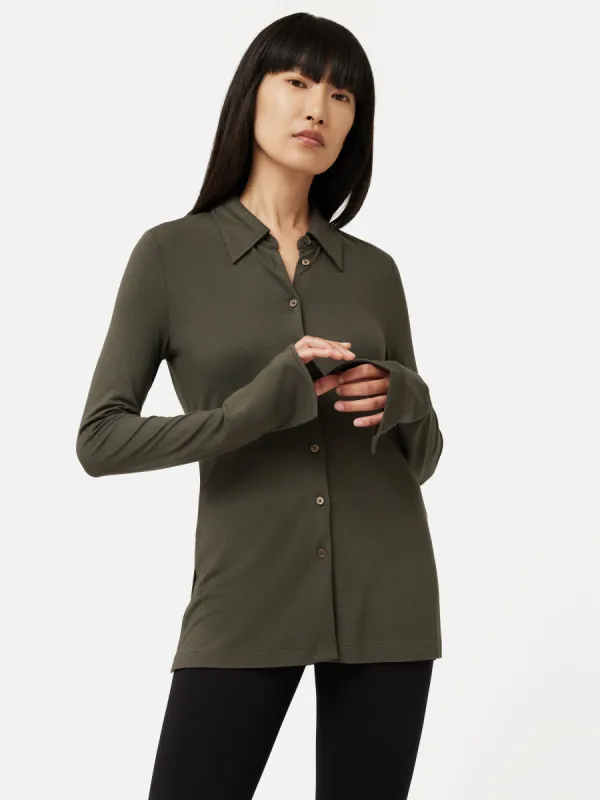 Crepe Jersey Shirt | Green sold by Jigsaw